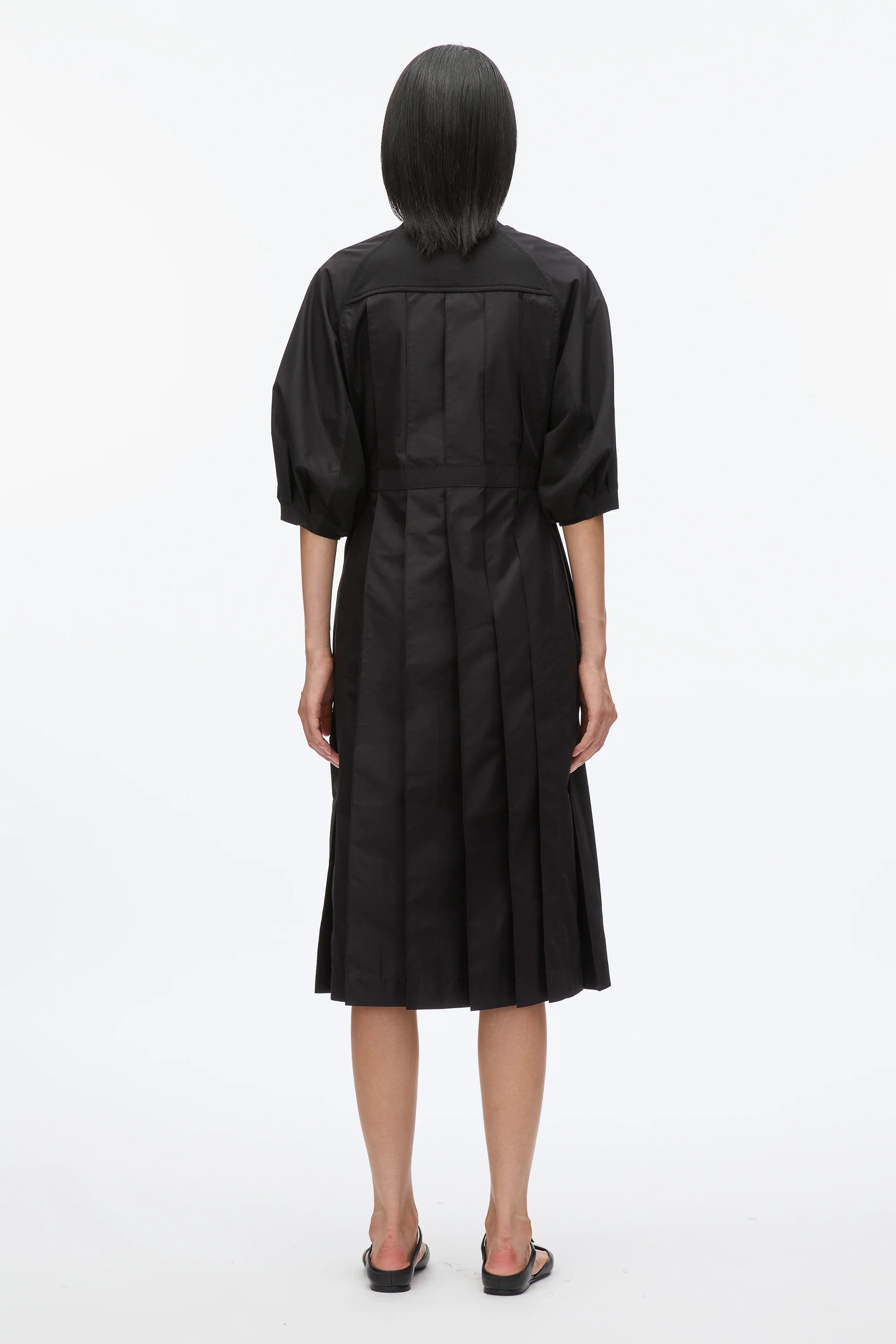 Lantern Sleeve Combo Pleat Dress - Image 4