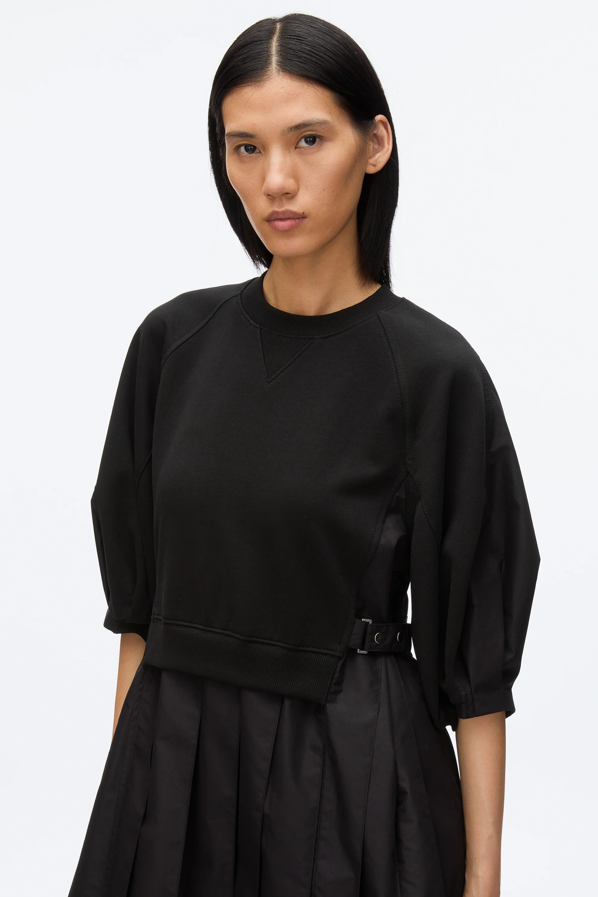 Lantern Sleeve Combo Pleat Dress - Image 5