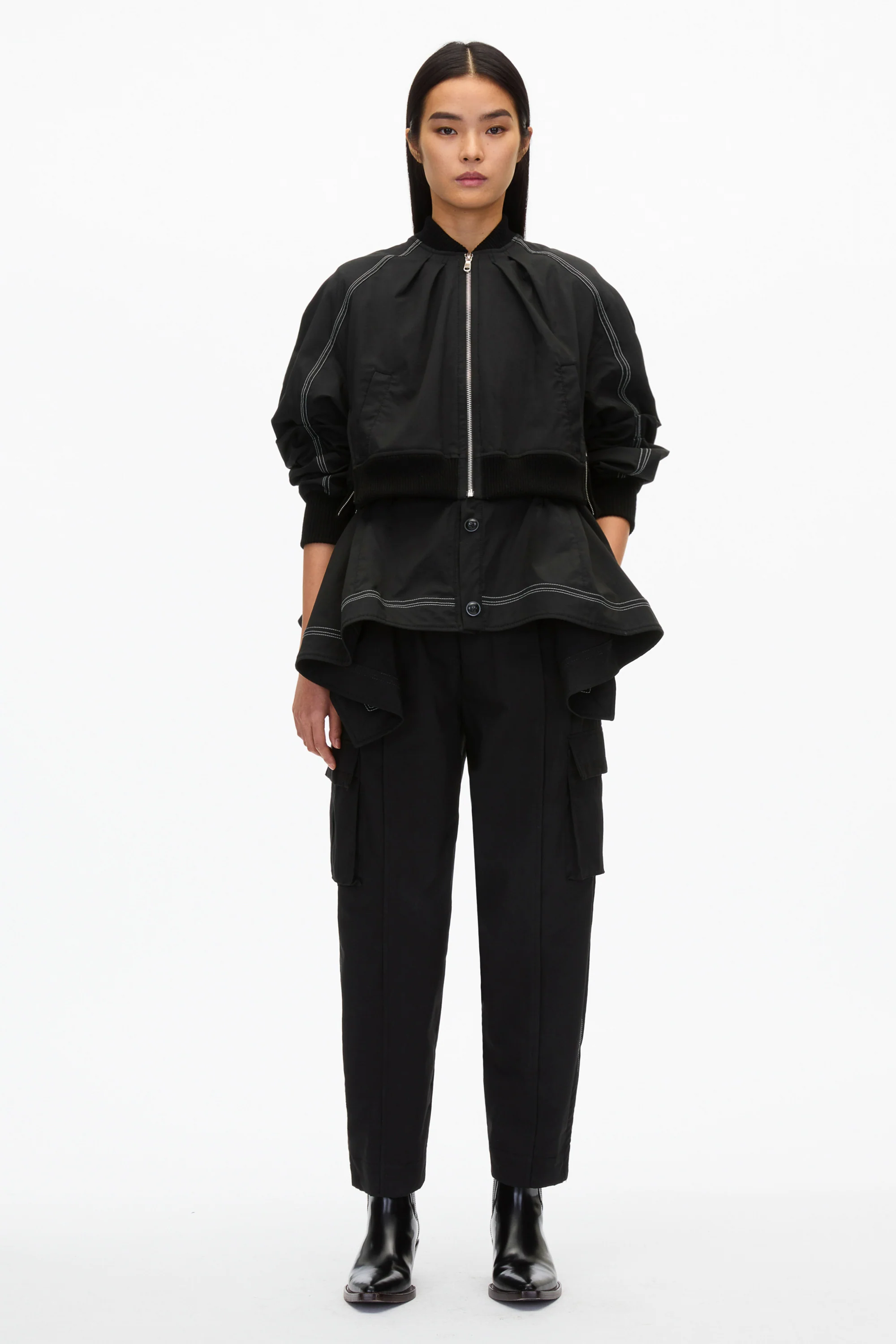Layered Flounce Bomber Jacket - Image 6
