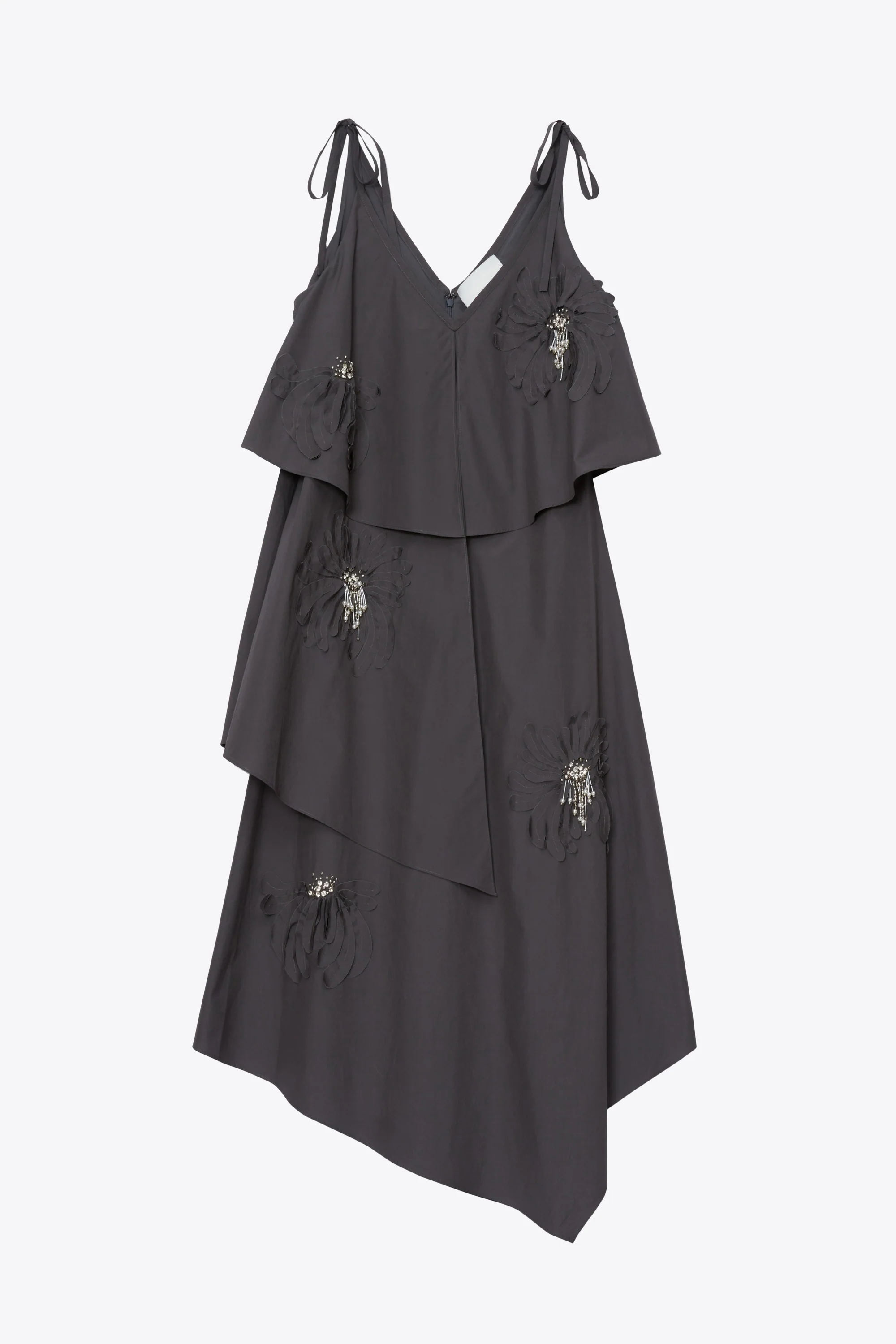 Layered Midi Dress with Floral Appliqué - Image 7
