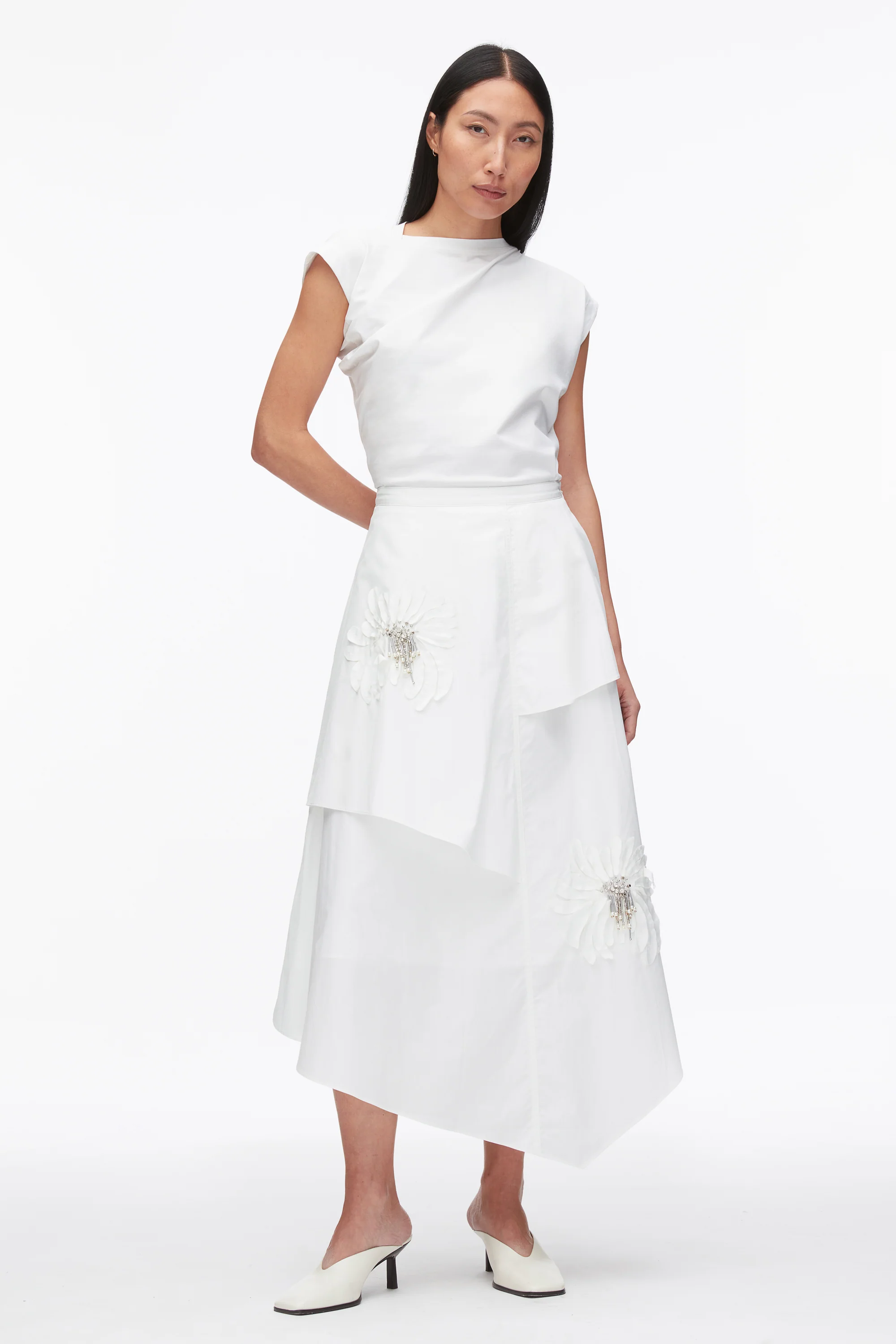 Layered Skirt with Floral Appliqué