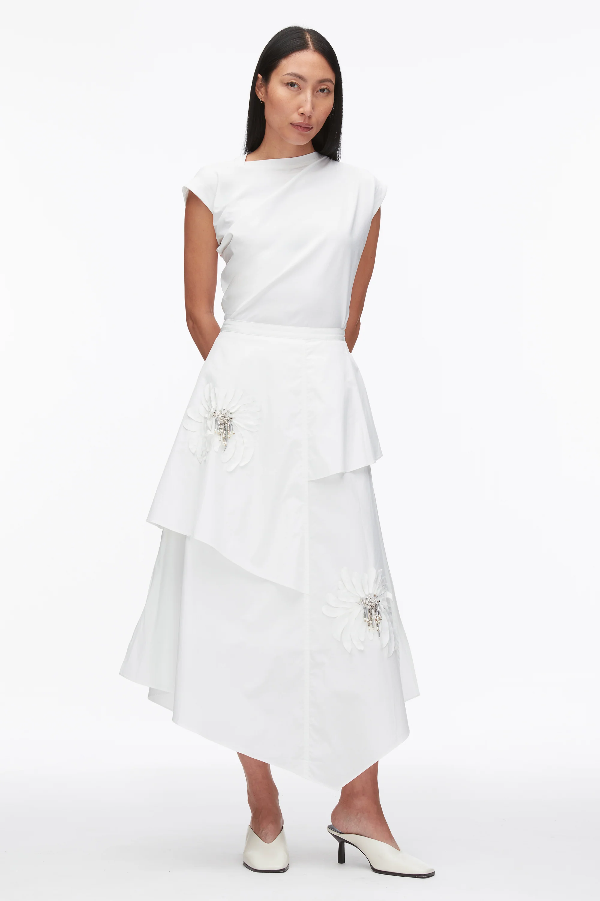 Layered Skirt with Floral Appliqué - Image 2