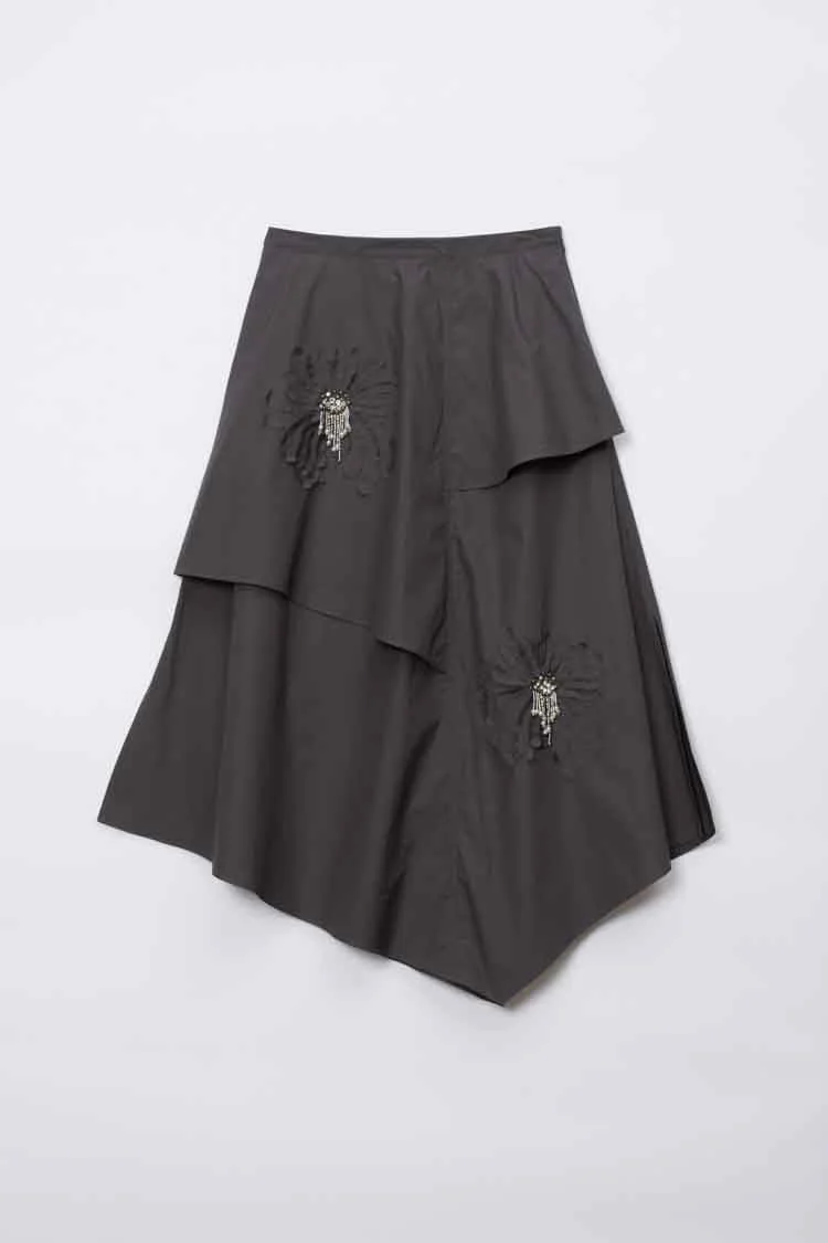 Layered Skirt with Floral Appliqué - Image 8