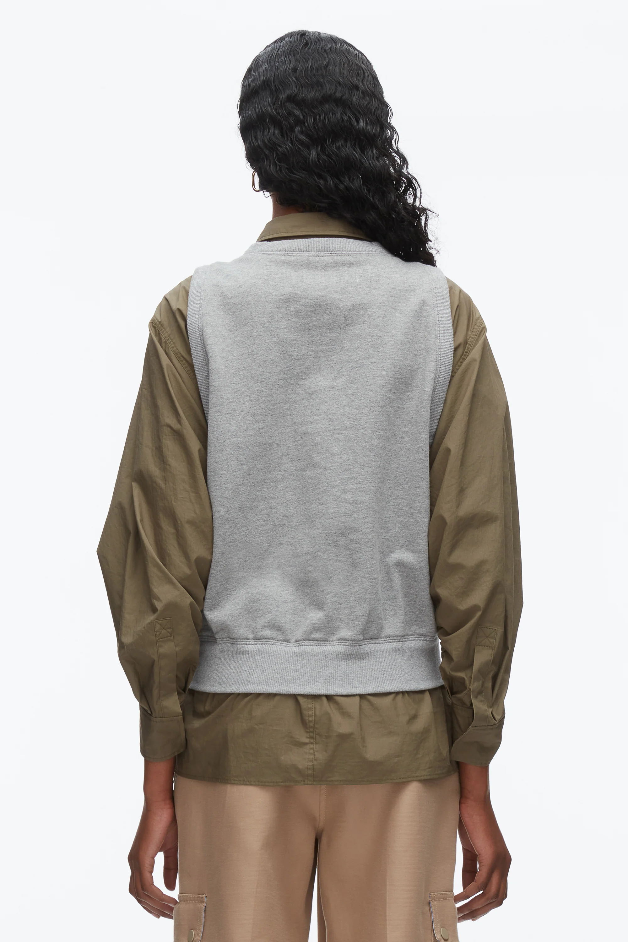 Layered Vest Ruched Sleeve Shirt - Image 11