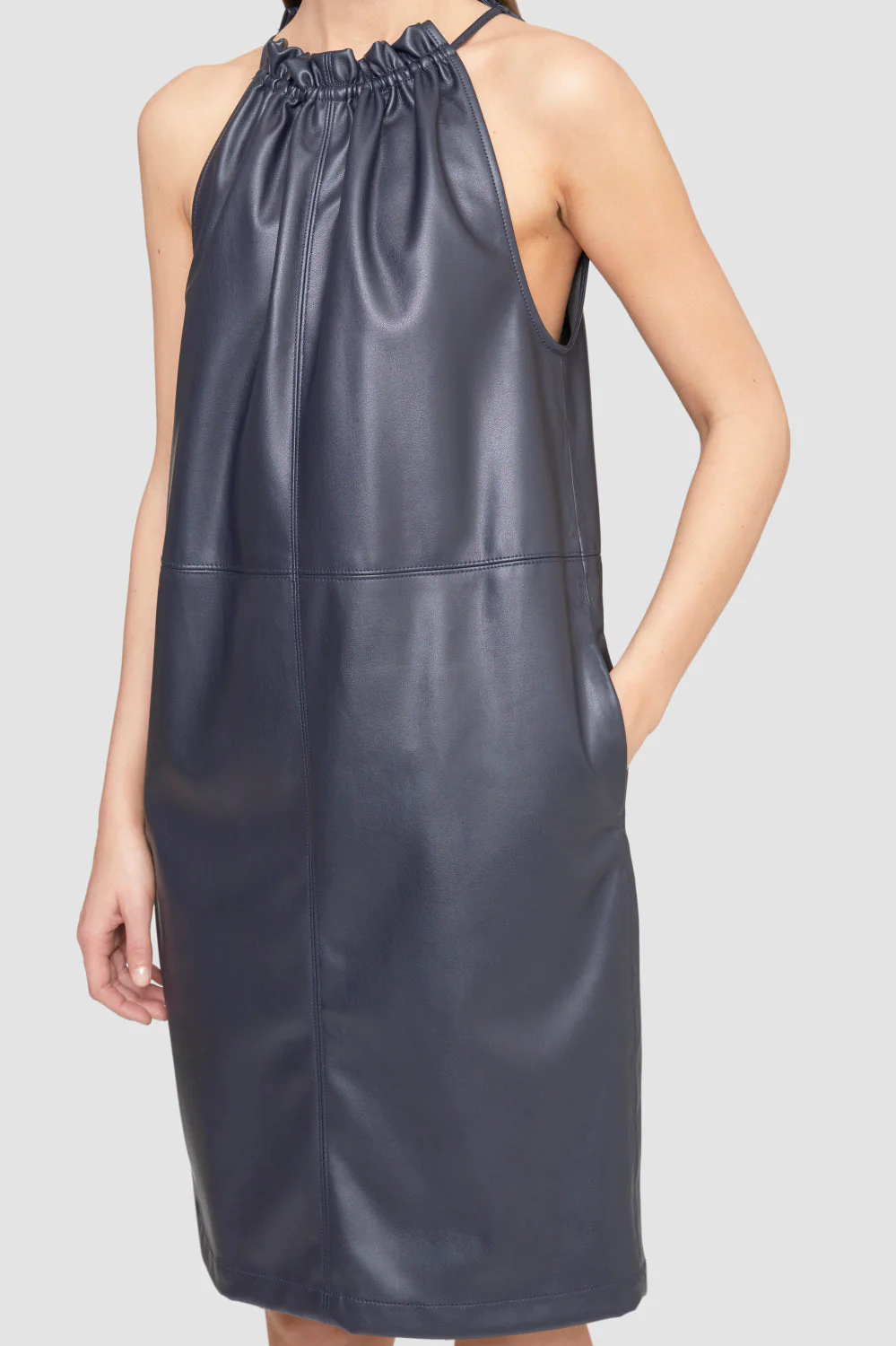 Leather Alternative Cinched Neck Dress - Image 2