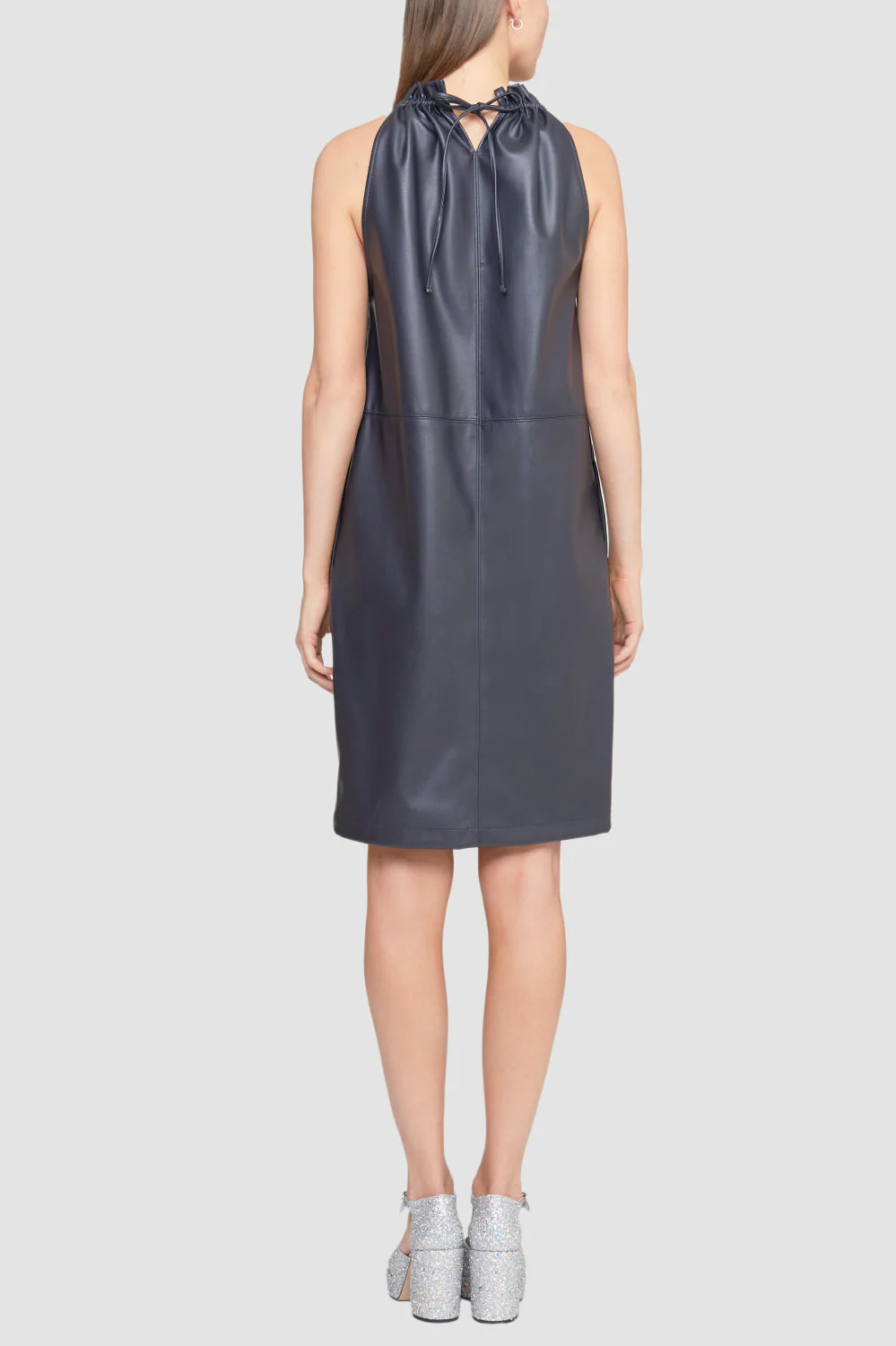 Leather Alternative Cinched Neck Dress - Image 3