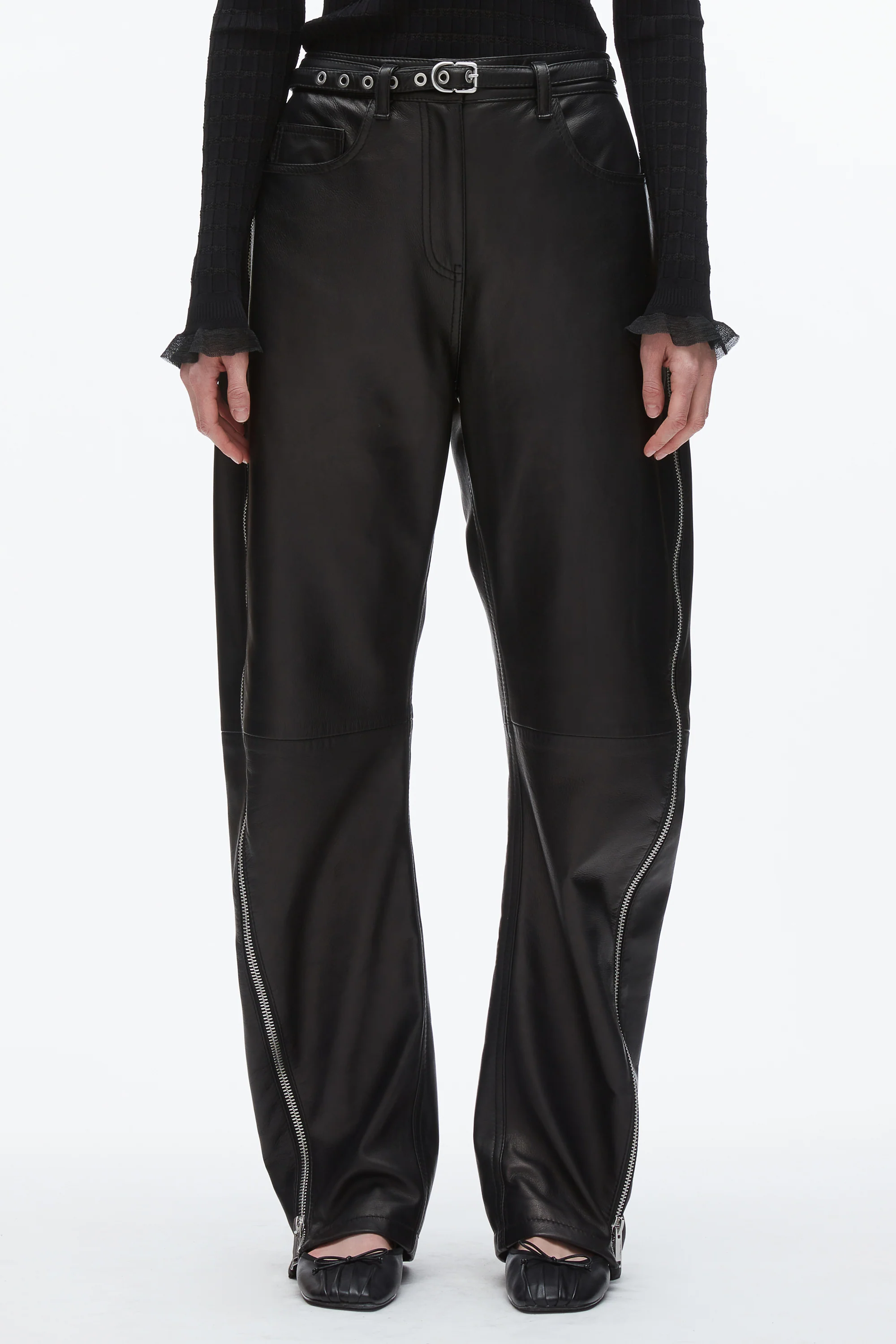 Leather Barrel Jean with Zippers - Image 3