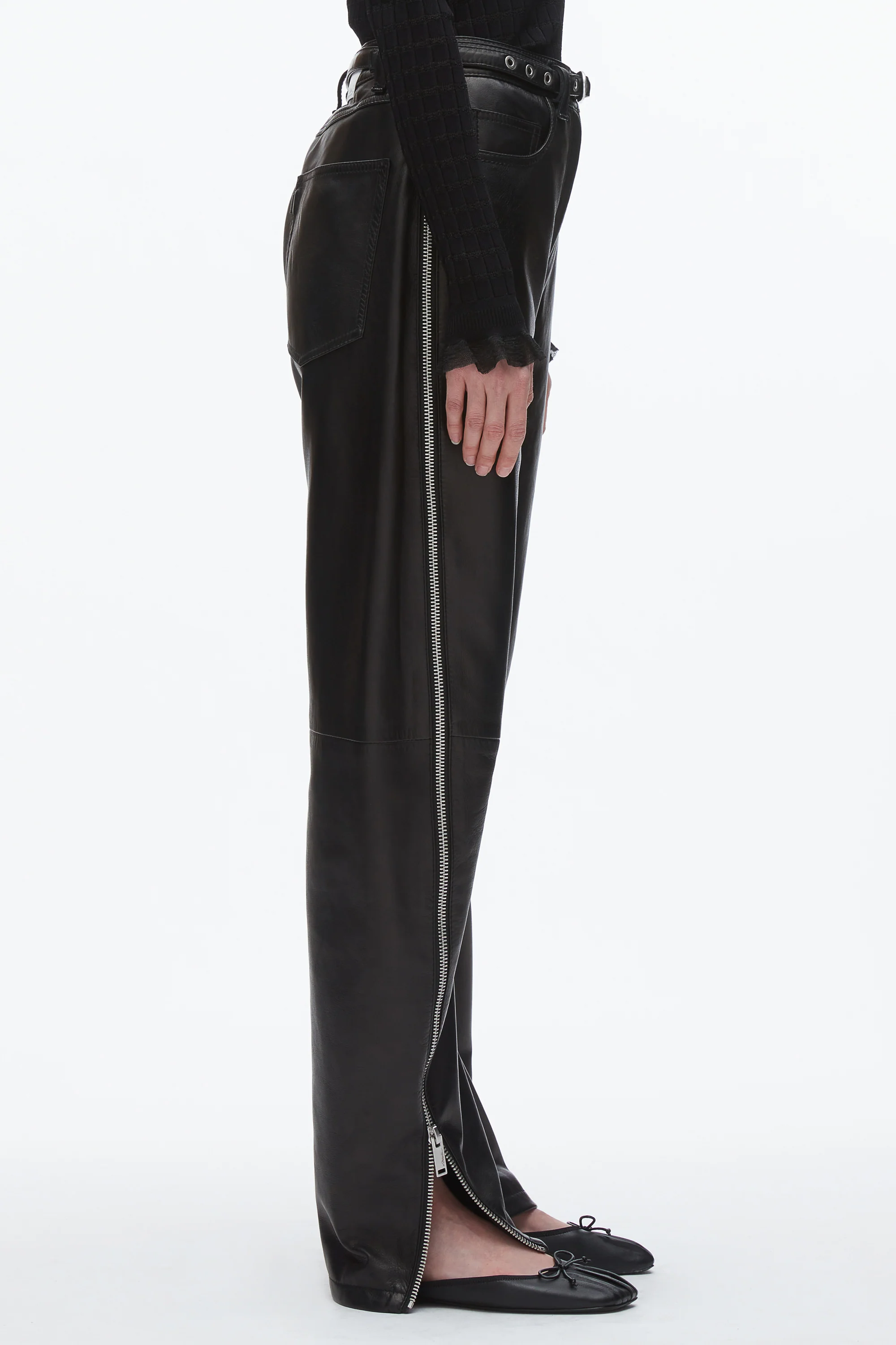 Leather Barrel Jean with Zippers - Image 4