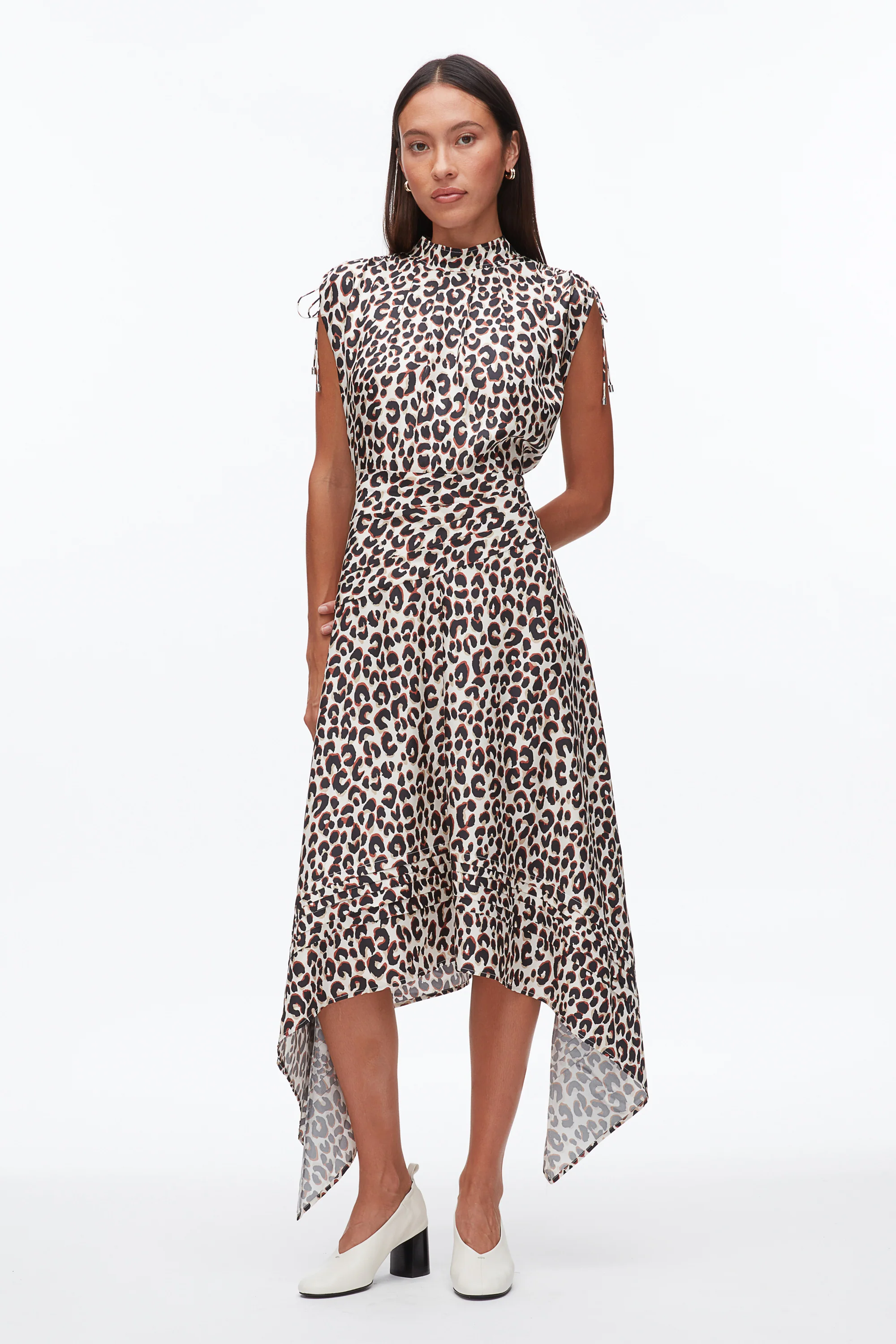 Leopard Ruched Handkerchief Dress