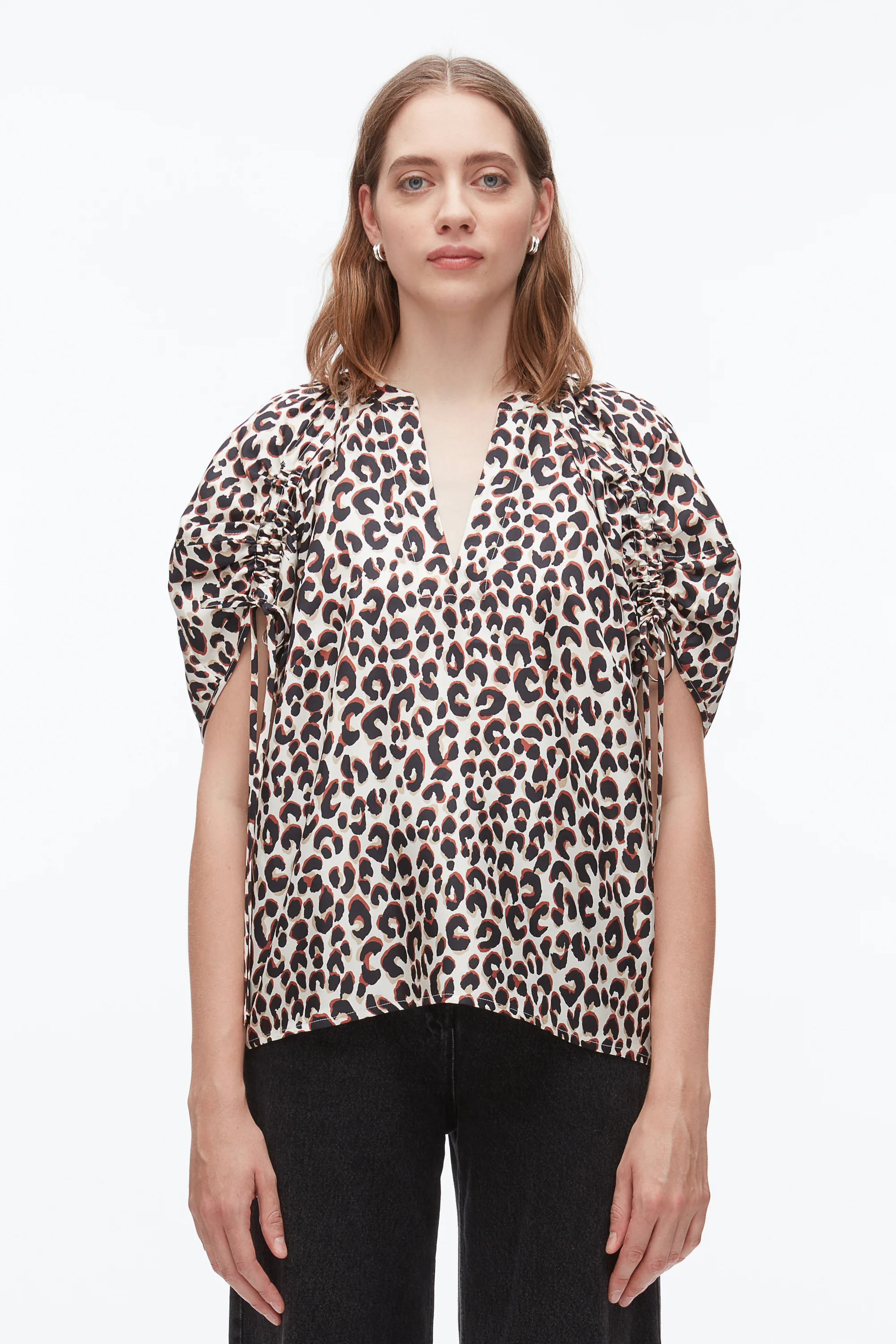 Leopard Ruched Sleeve Top - Image 3