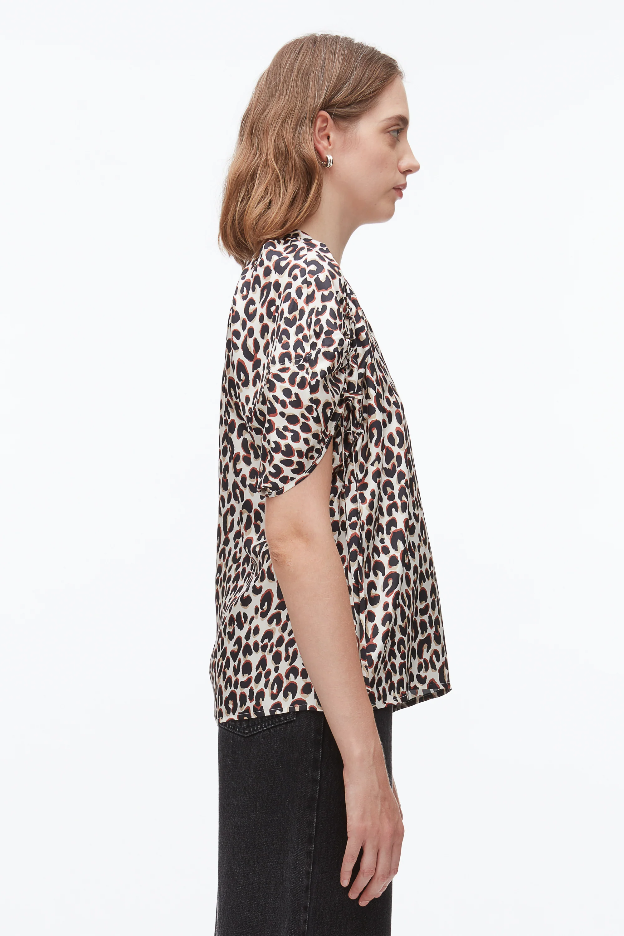 Leopard Ruched Sleeve Top - Image 4
