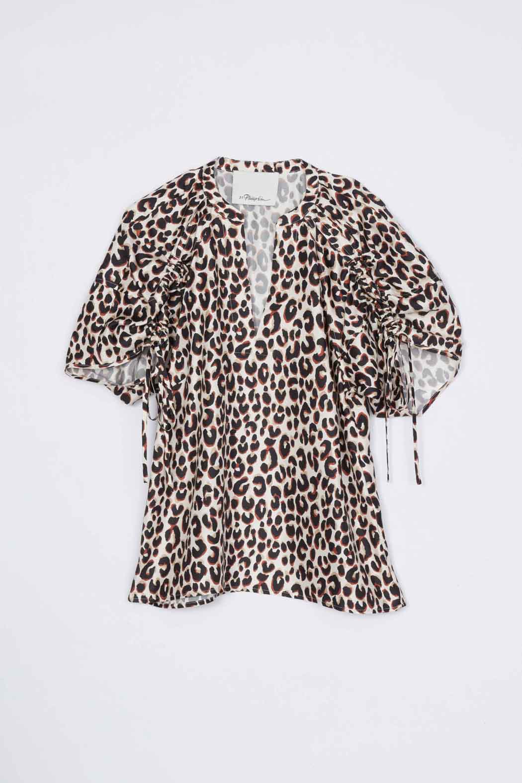 Leopard Ruched Sleeve Top - Image 7
