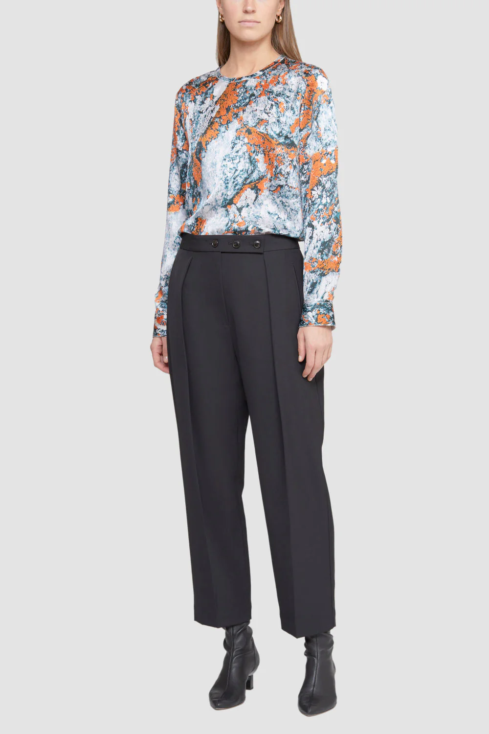 Lichen Bloom HaMMered Silk Ls Crwnck Top