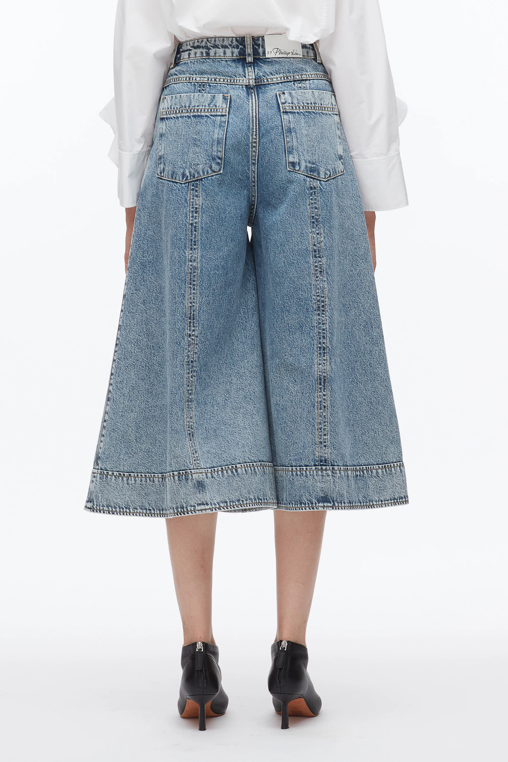 Pleated Denim Culottes - Image 5