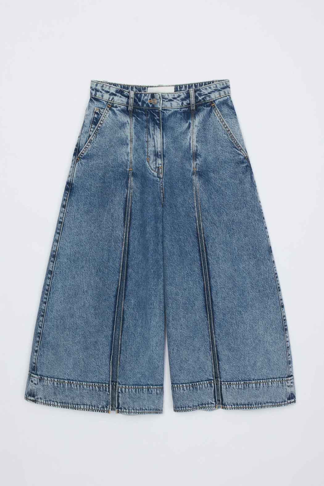 Pleated Denim Culottes - Image 8