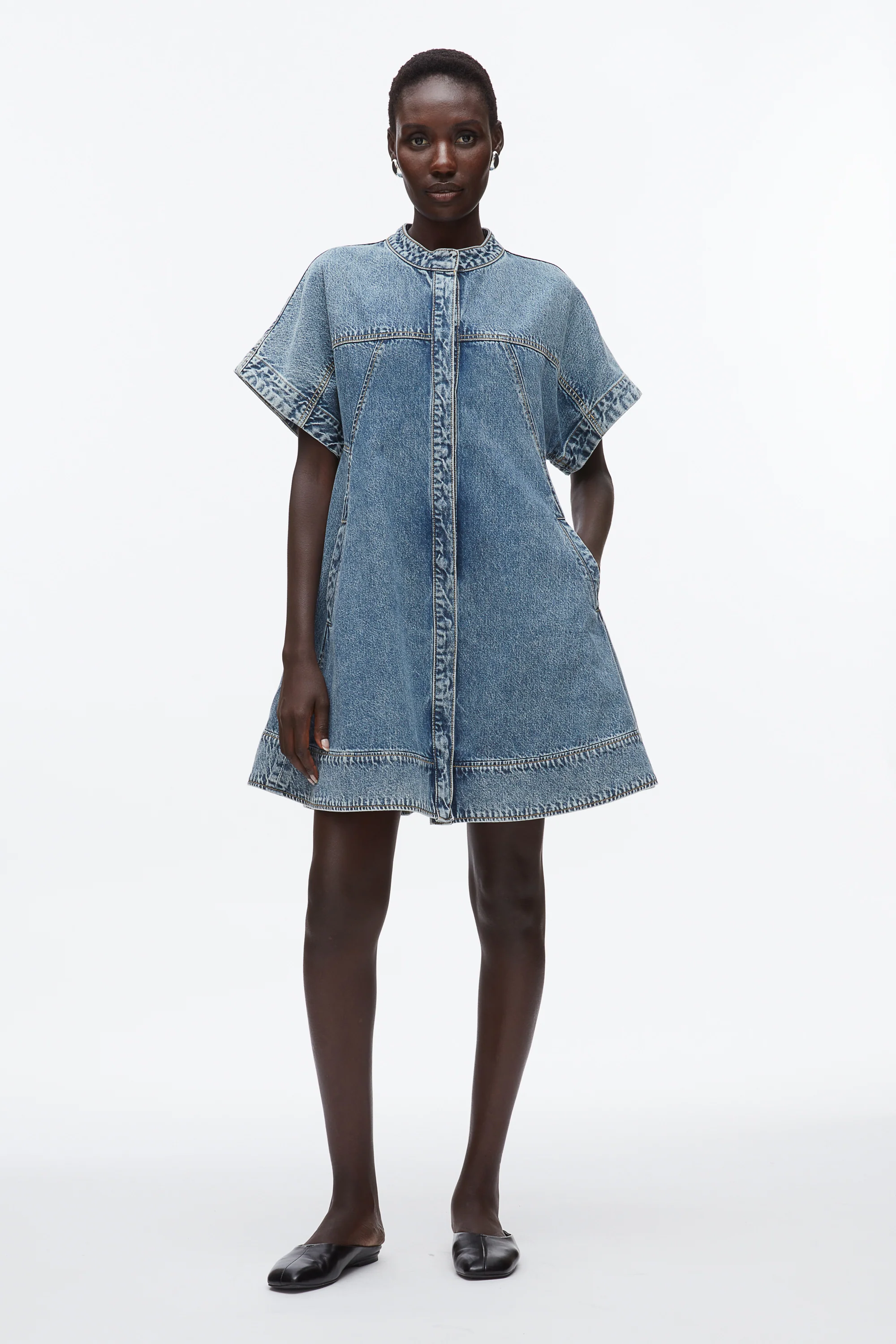 Trapeze Light Denim Dress - Image 2