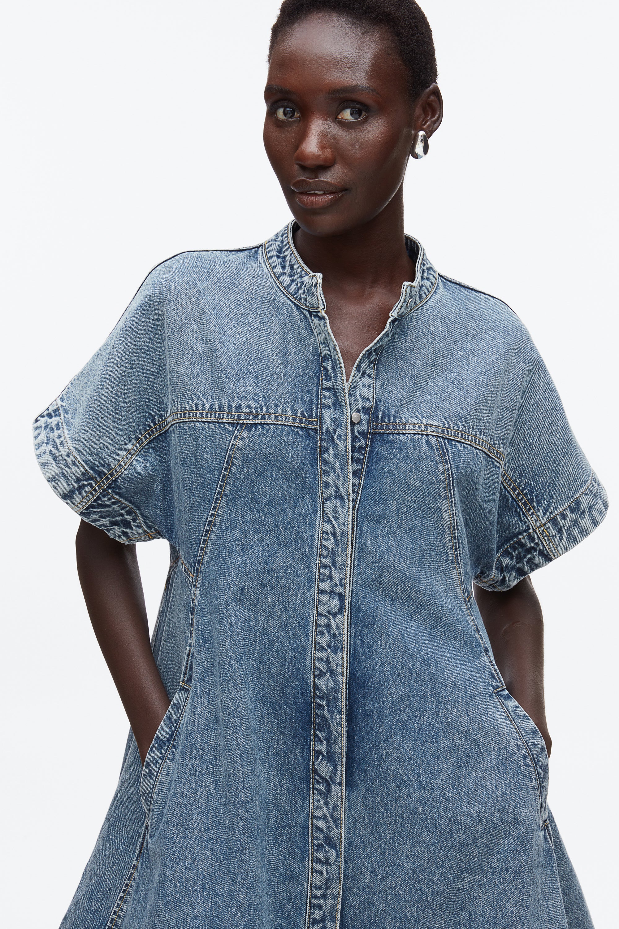 Trapeze Light Denim Dress - Image 5