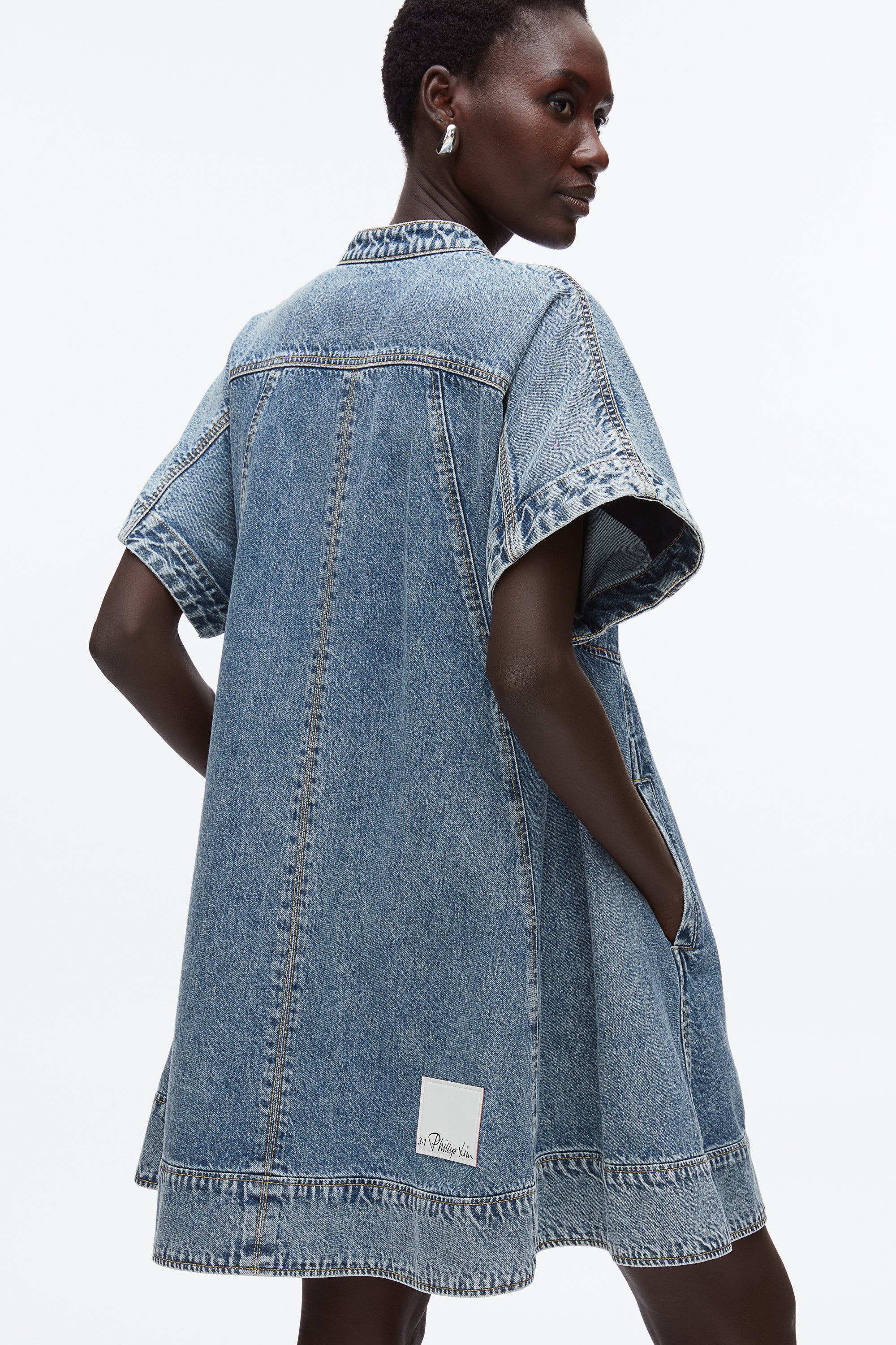 Trapeze Light Denim Dress - Image 6