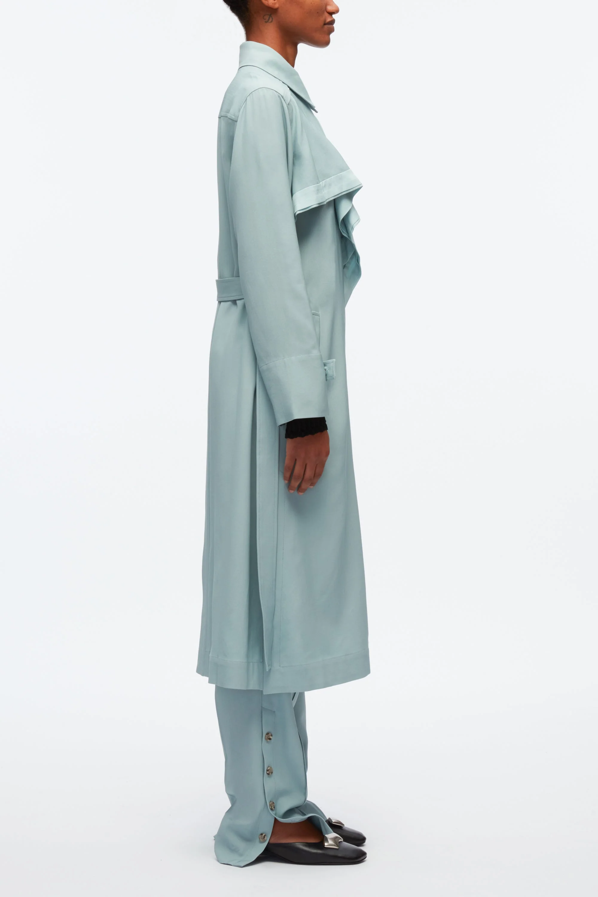 Lightweight Trench Dress With Cascade Drape - Image 3