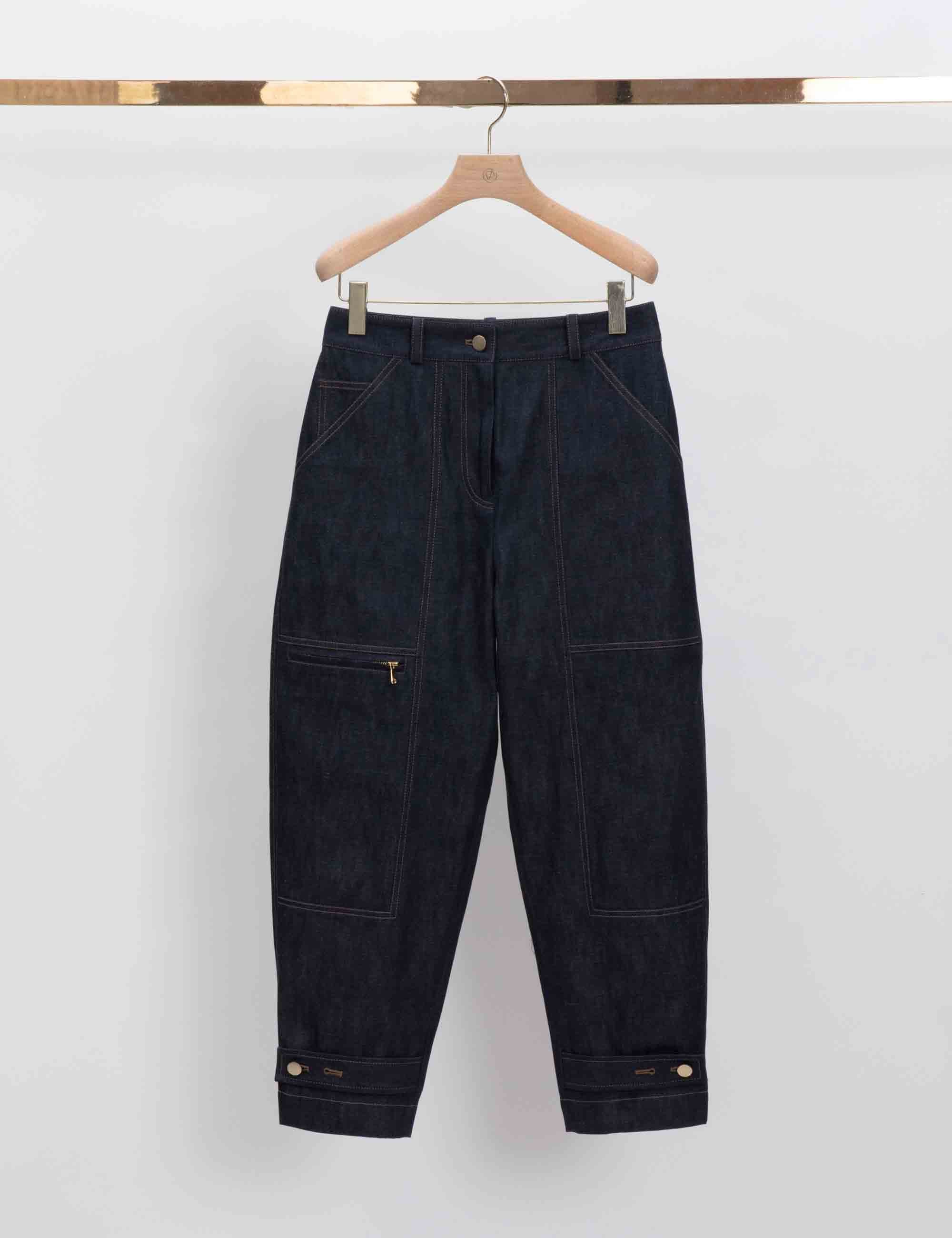 Linen Denim Utility Trousers