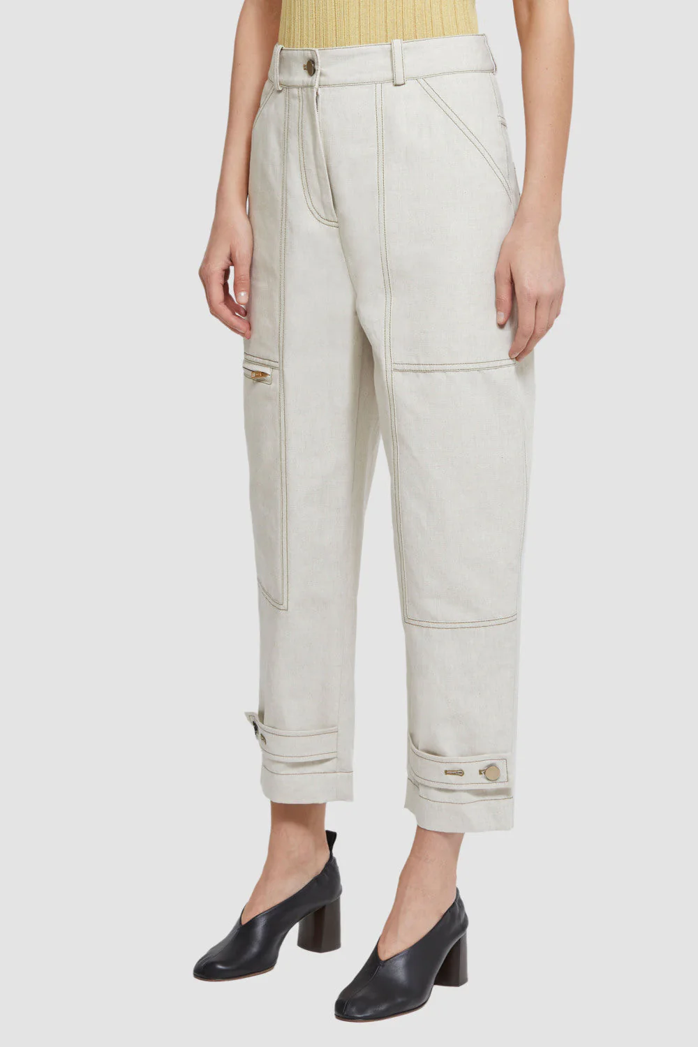 Linen Denim Utility Trousers - Image 3