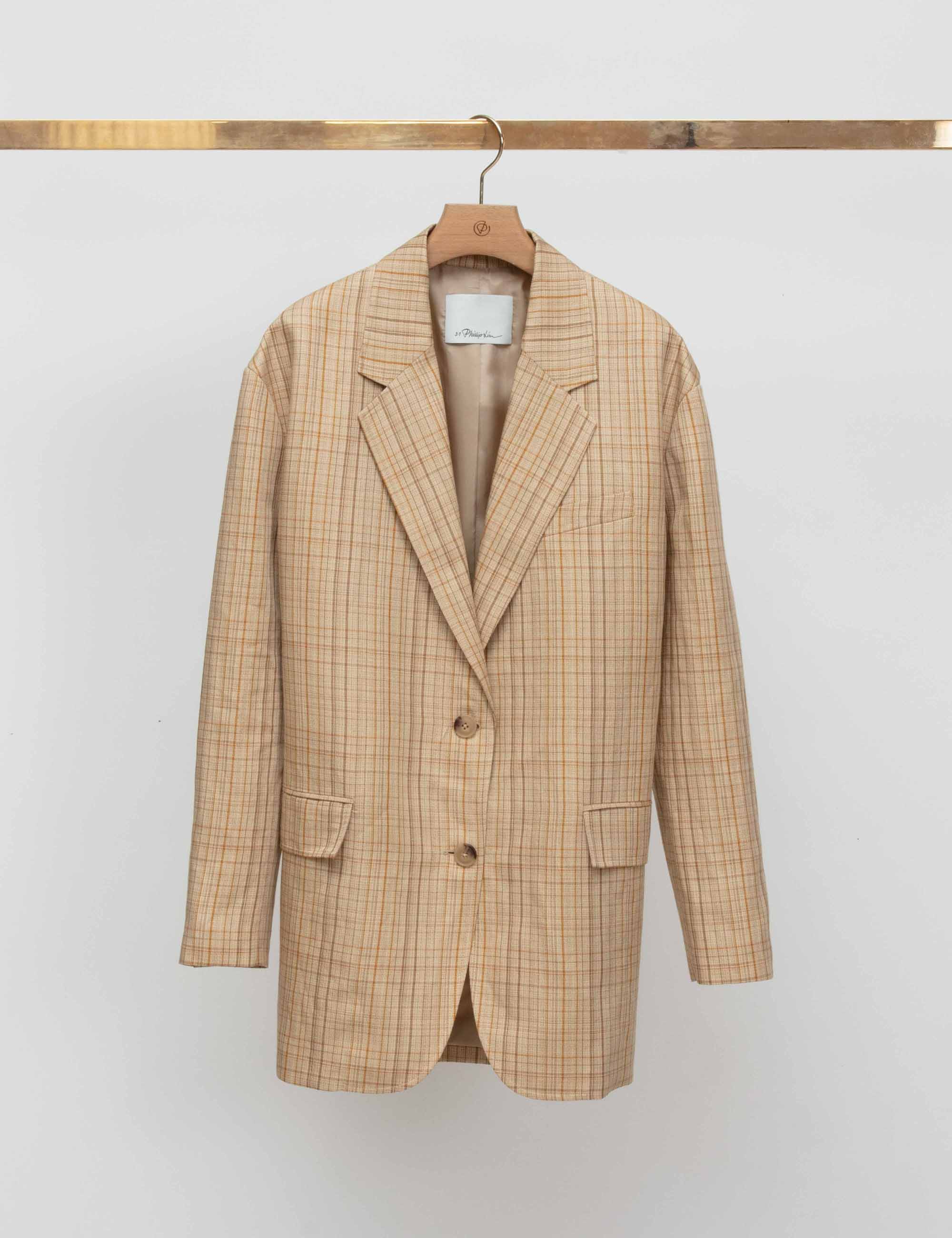 Linen Plaid Oversized Blazer