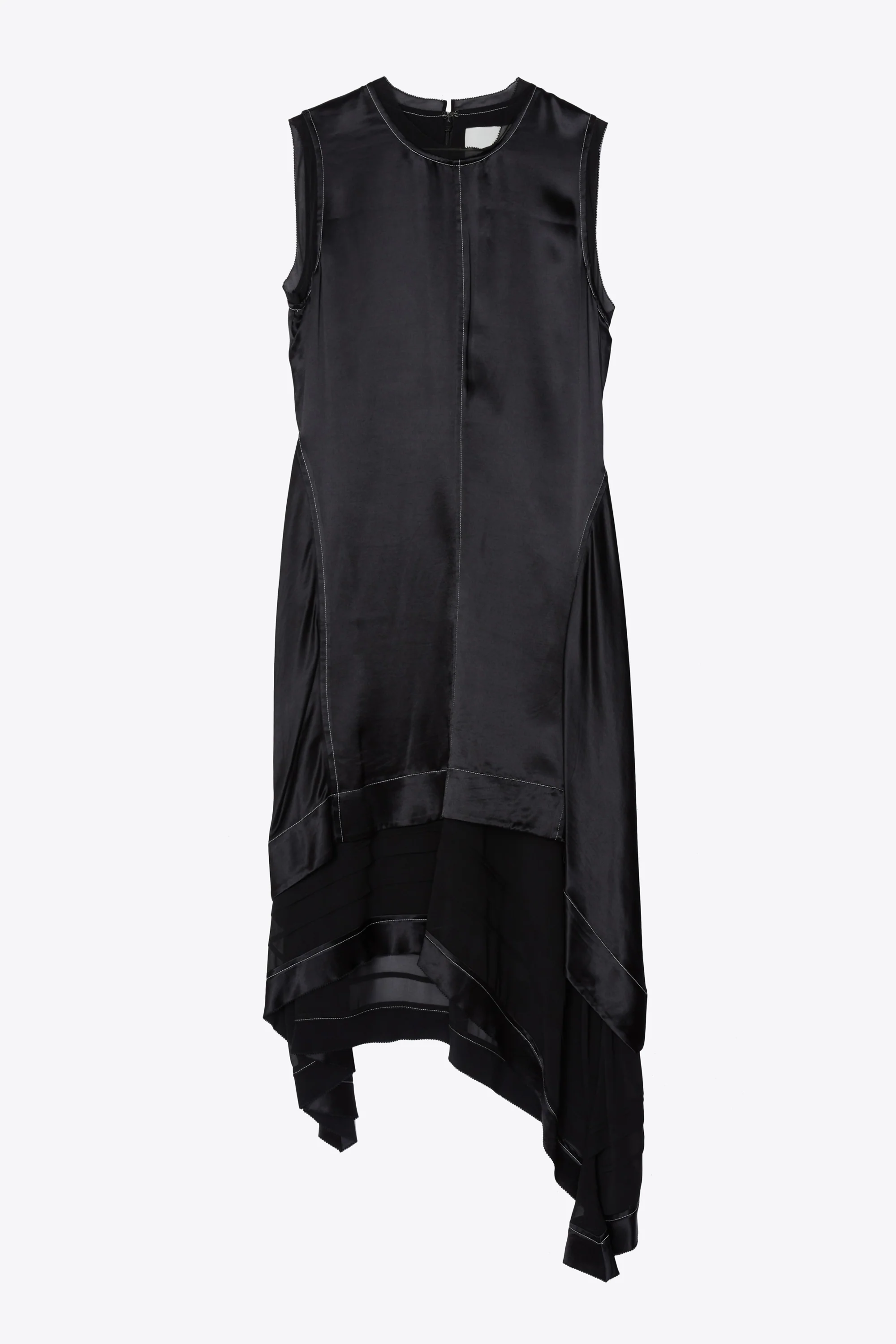 Liquid Satin Asymmetrical Hem Sleeveless Combo Dress