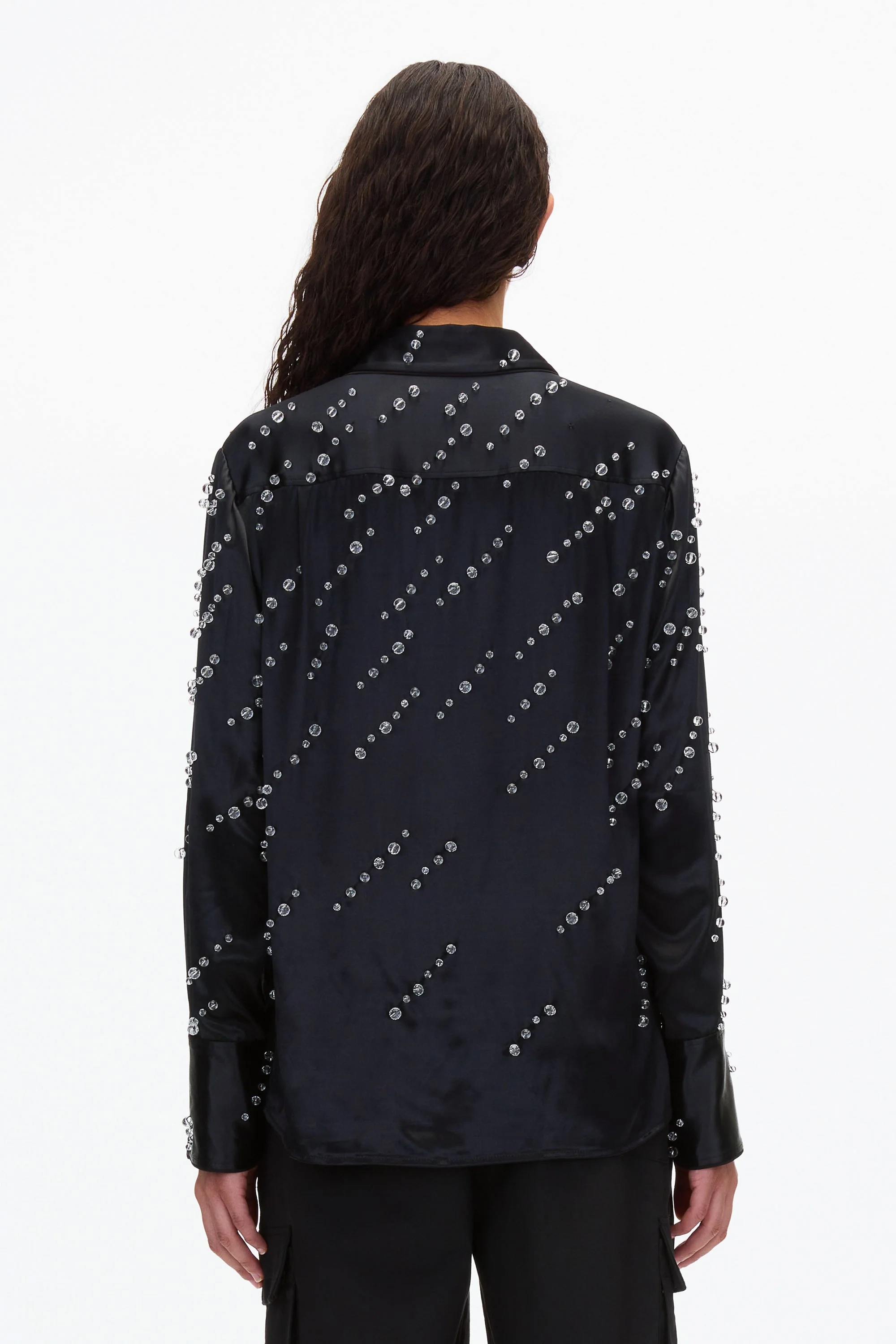 Liquid Satin PJ Shirt with Rainfall Embroidery - Image 4