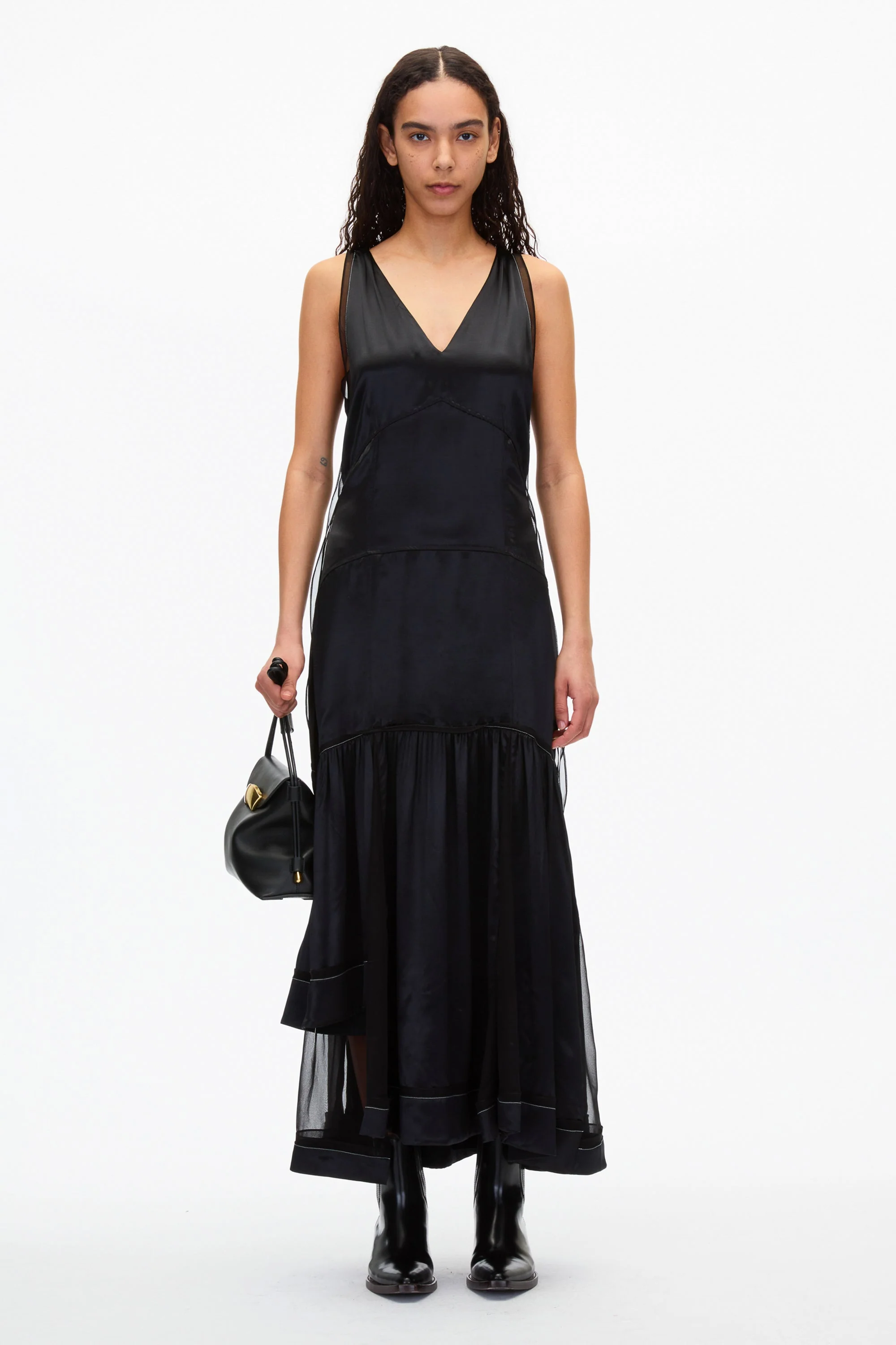 Liquid Satin Tiered Gown