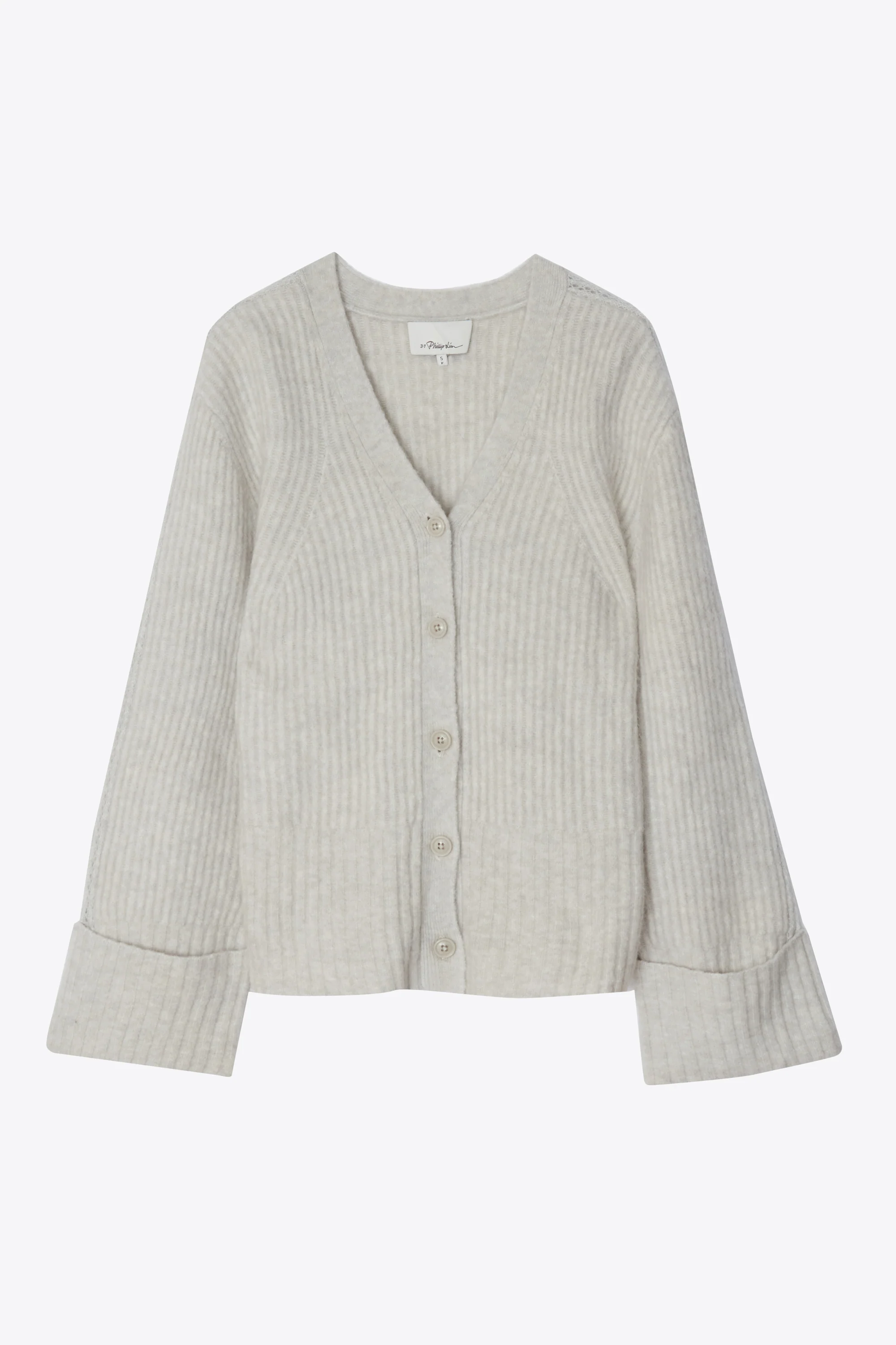 Lofty Rib Cardigan With Lace Detail