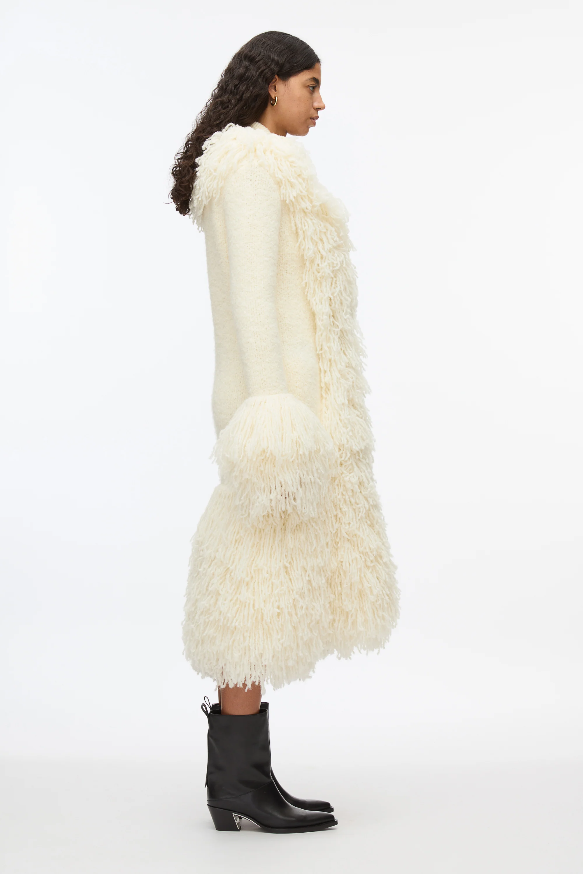 Boucle Fringe Knit Coat - Image 3