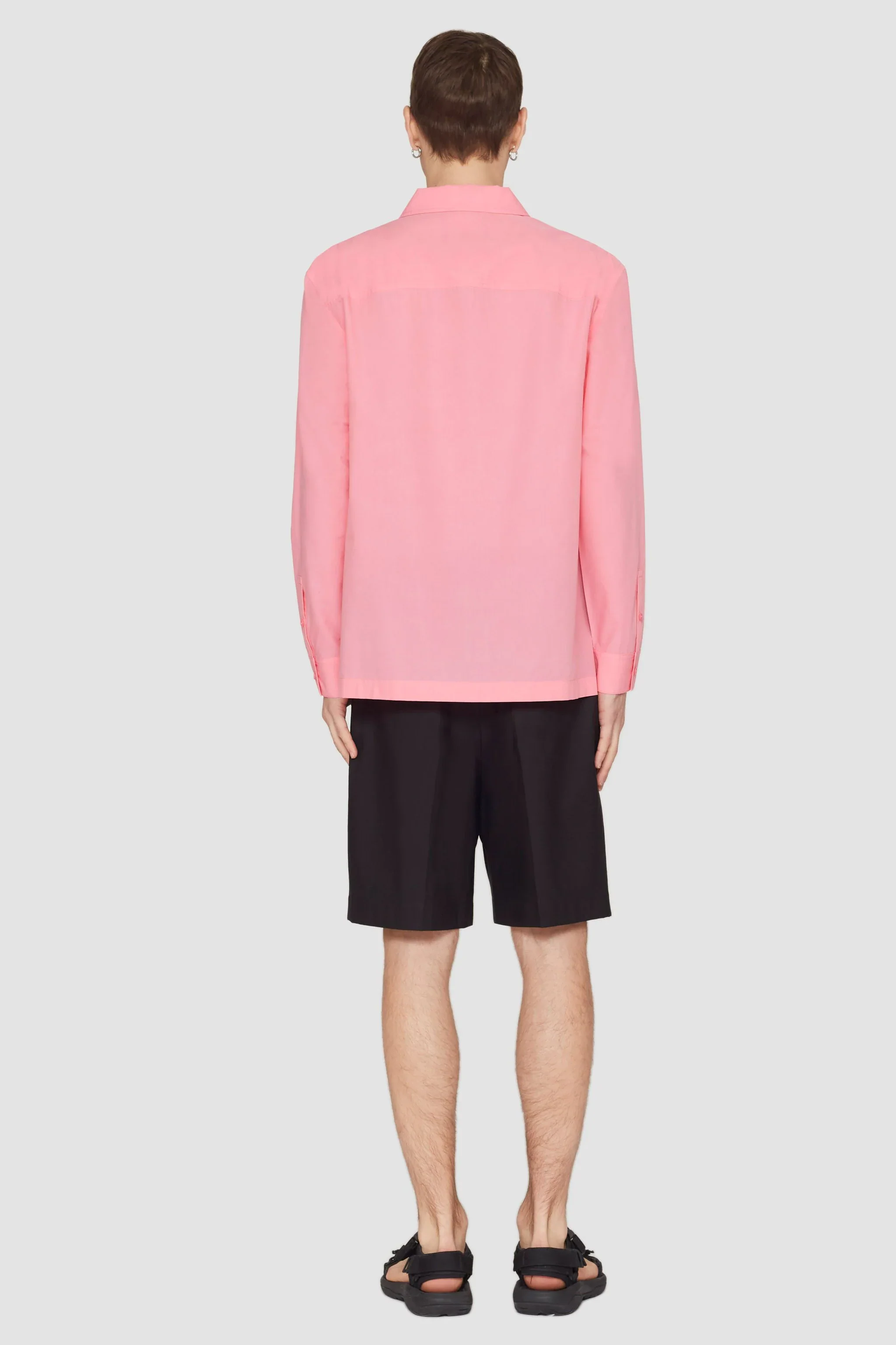 Long Sleeve Convertible Collar Sheer Shirt - Image 5