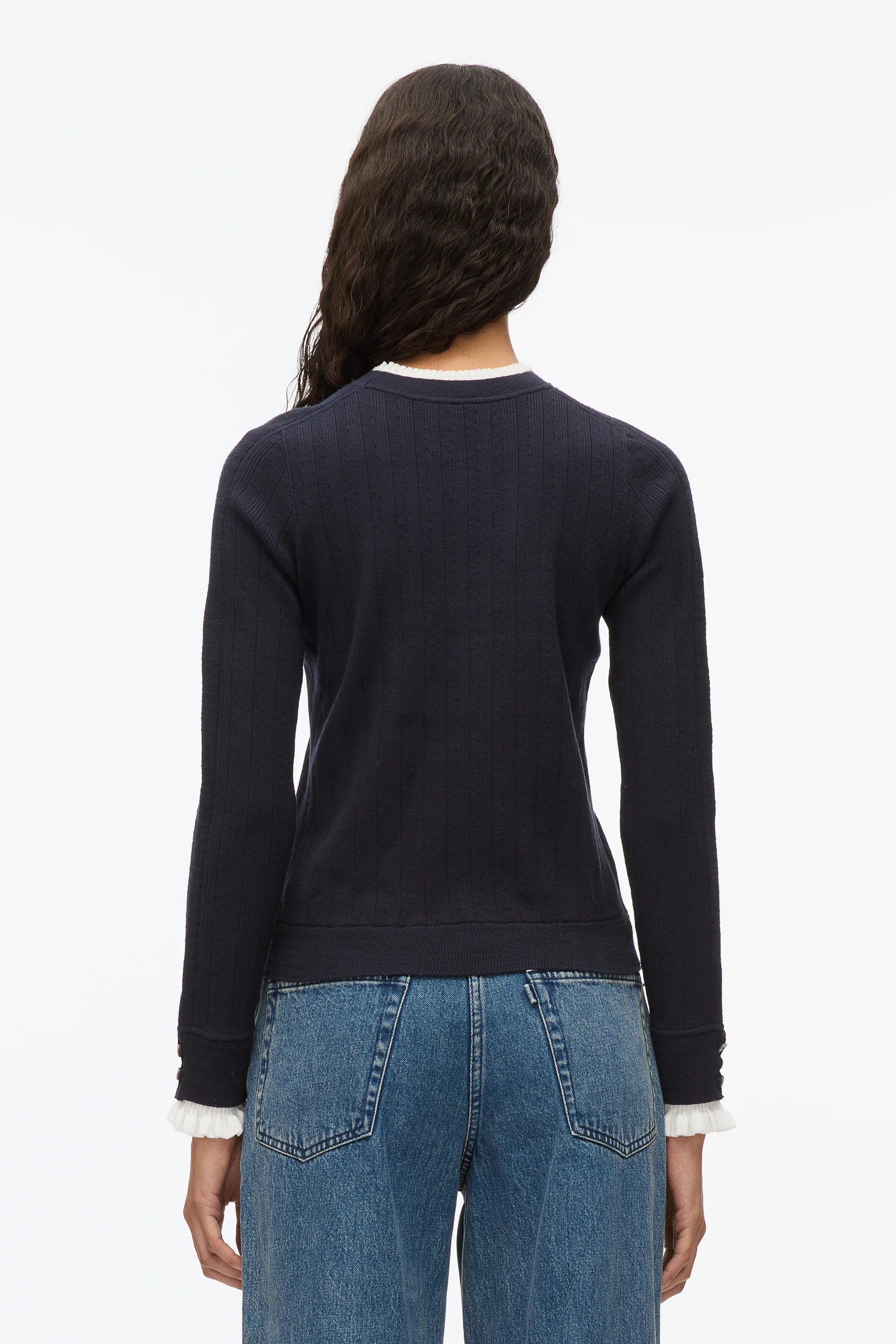 Fluid Rib Sweater with Ruffle Cuff - Image 5