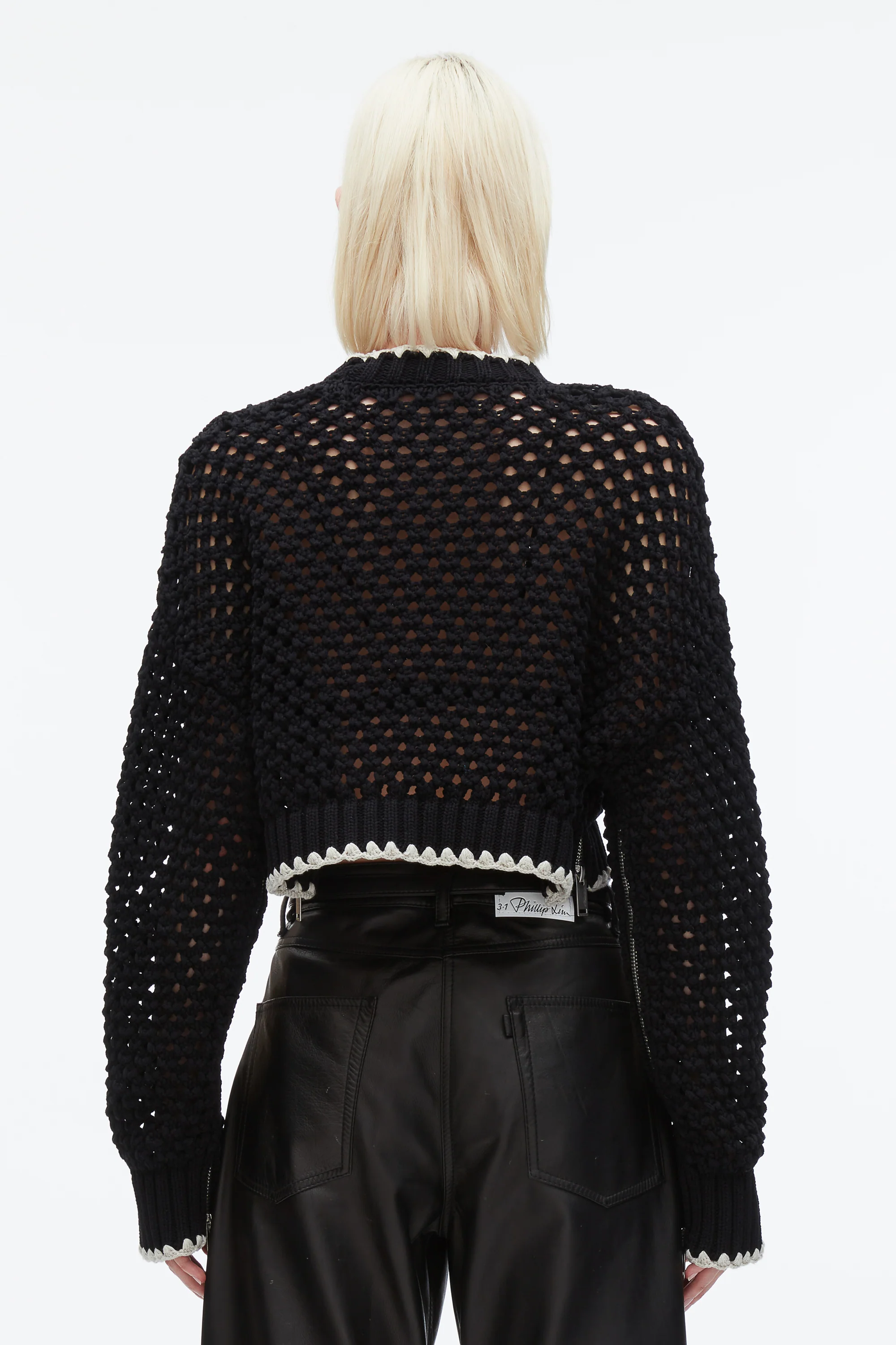 Open Work Cropped Sweater - Image 5