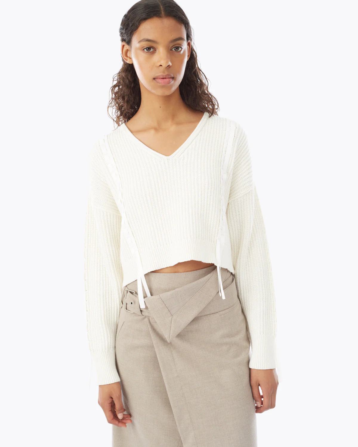 Ls Cropped Ribbon Weave Sweate - Image 4