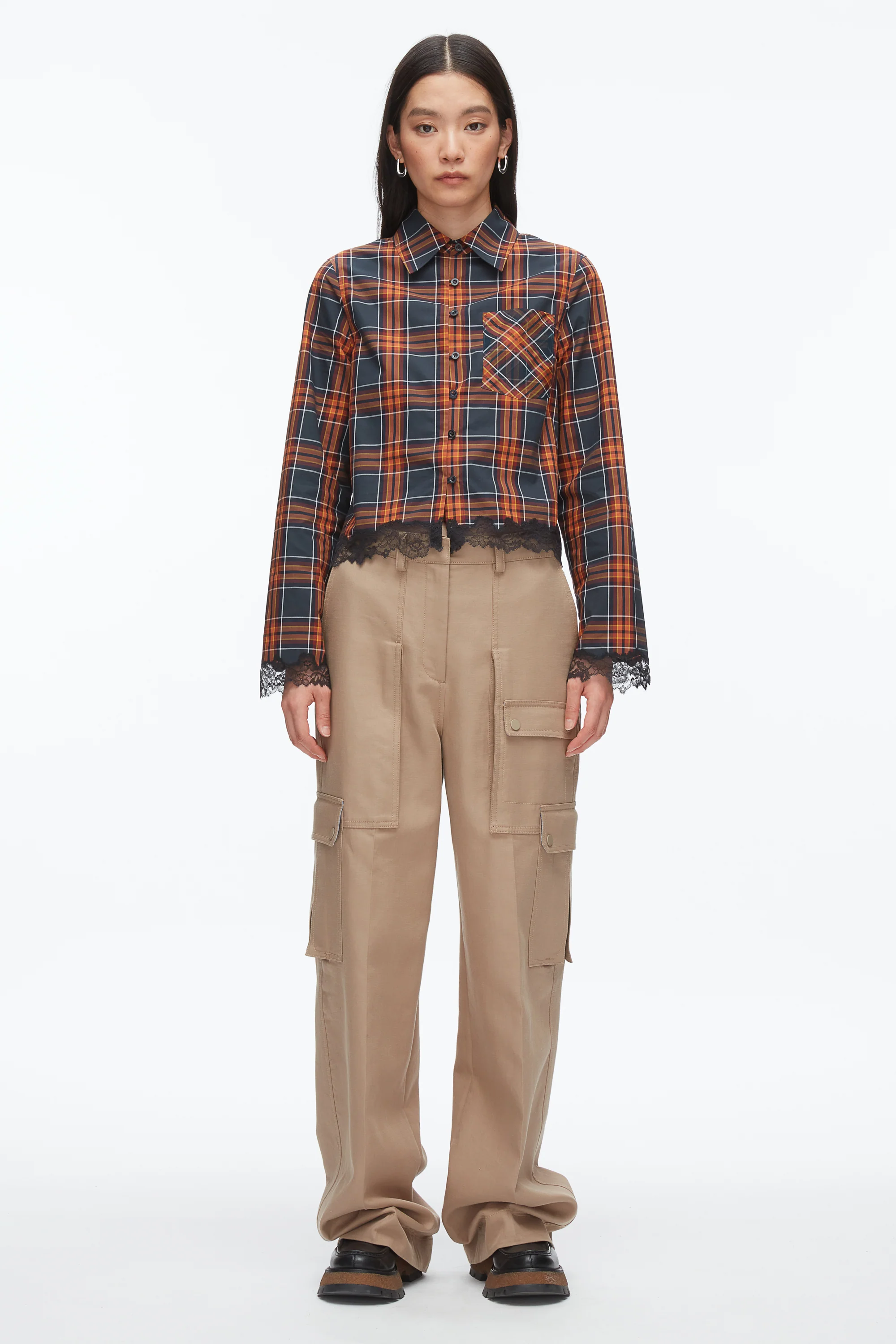 Plaid Mix Cropped Shirt - Image 2