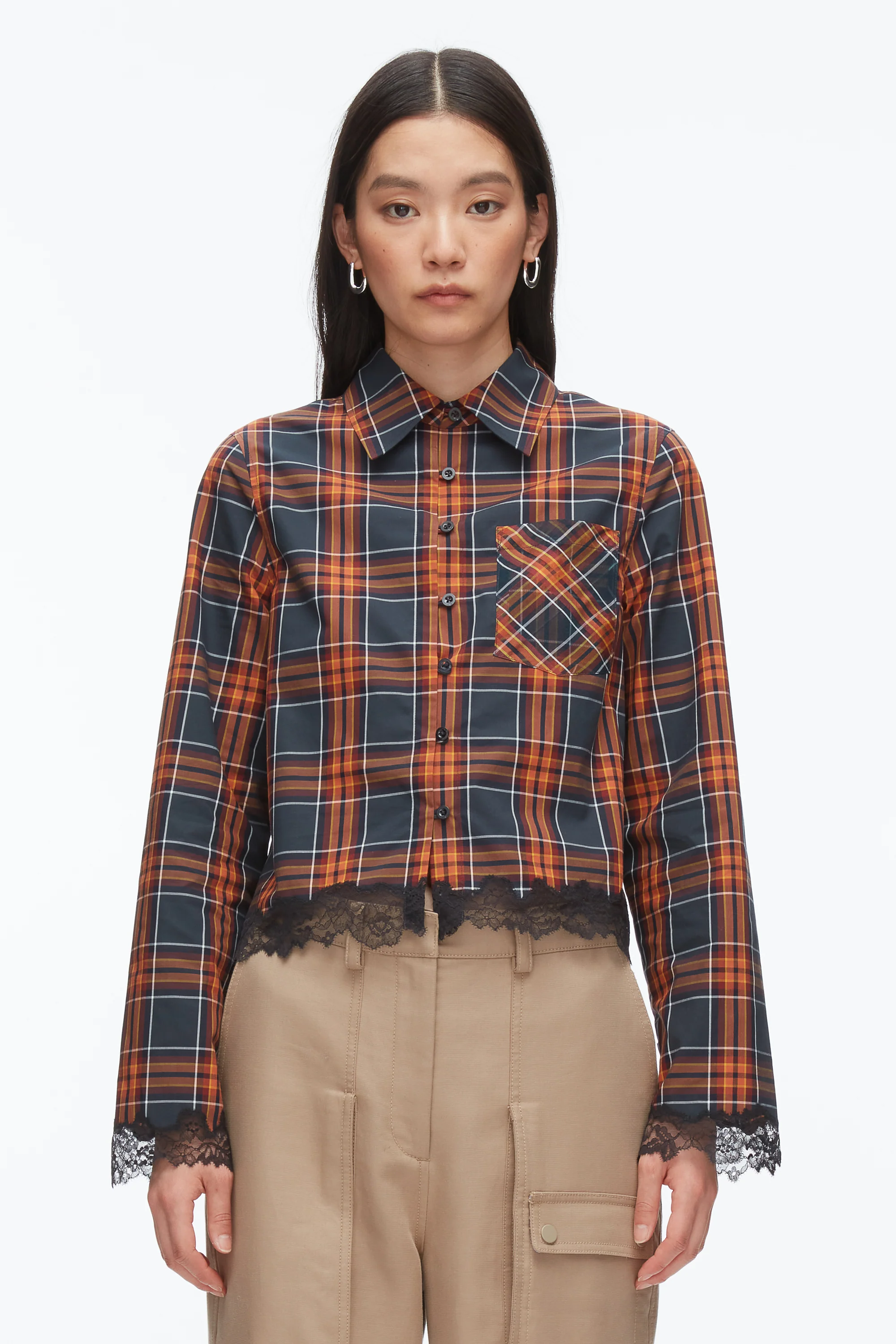 Plaid Mix Cropped Shirt - Image 3