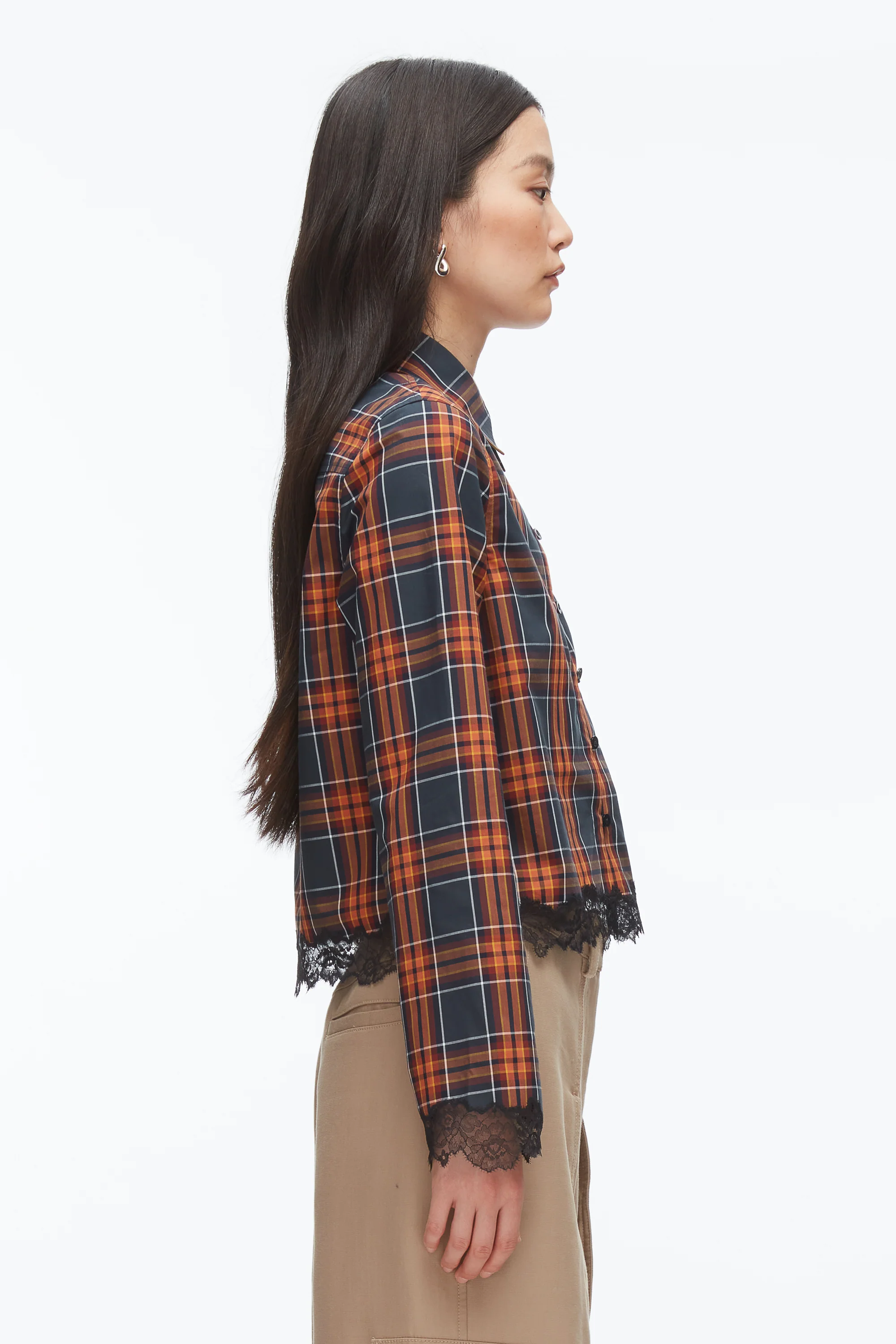 Plaid Mix Cropped Shirt - Image 4