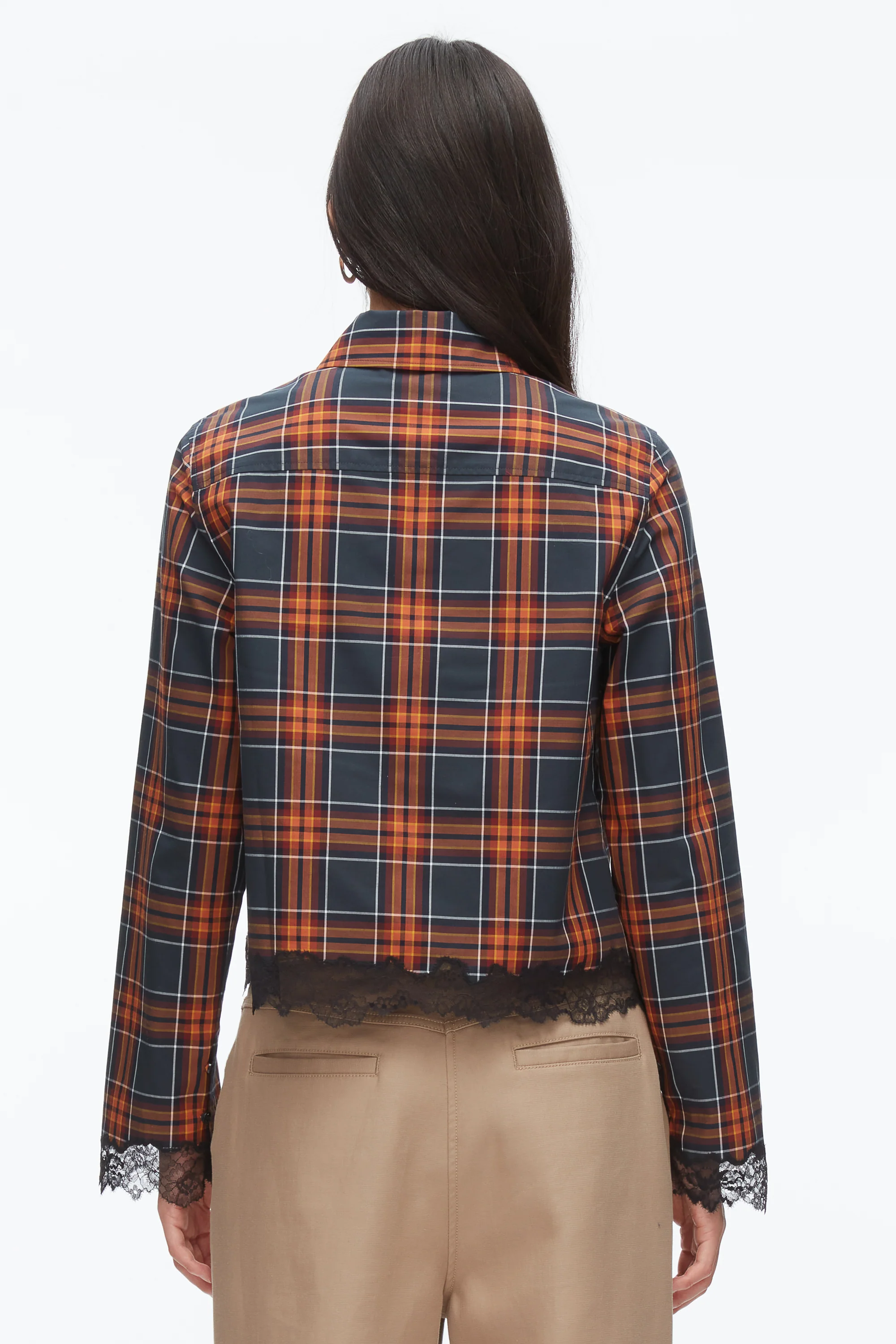 Plaid Mix Cropped Shirt - Image 5