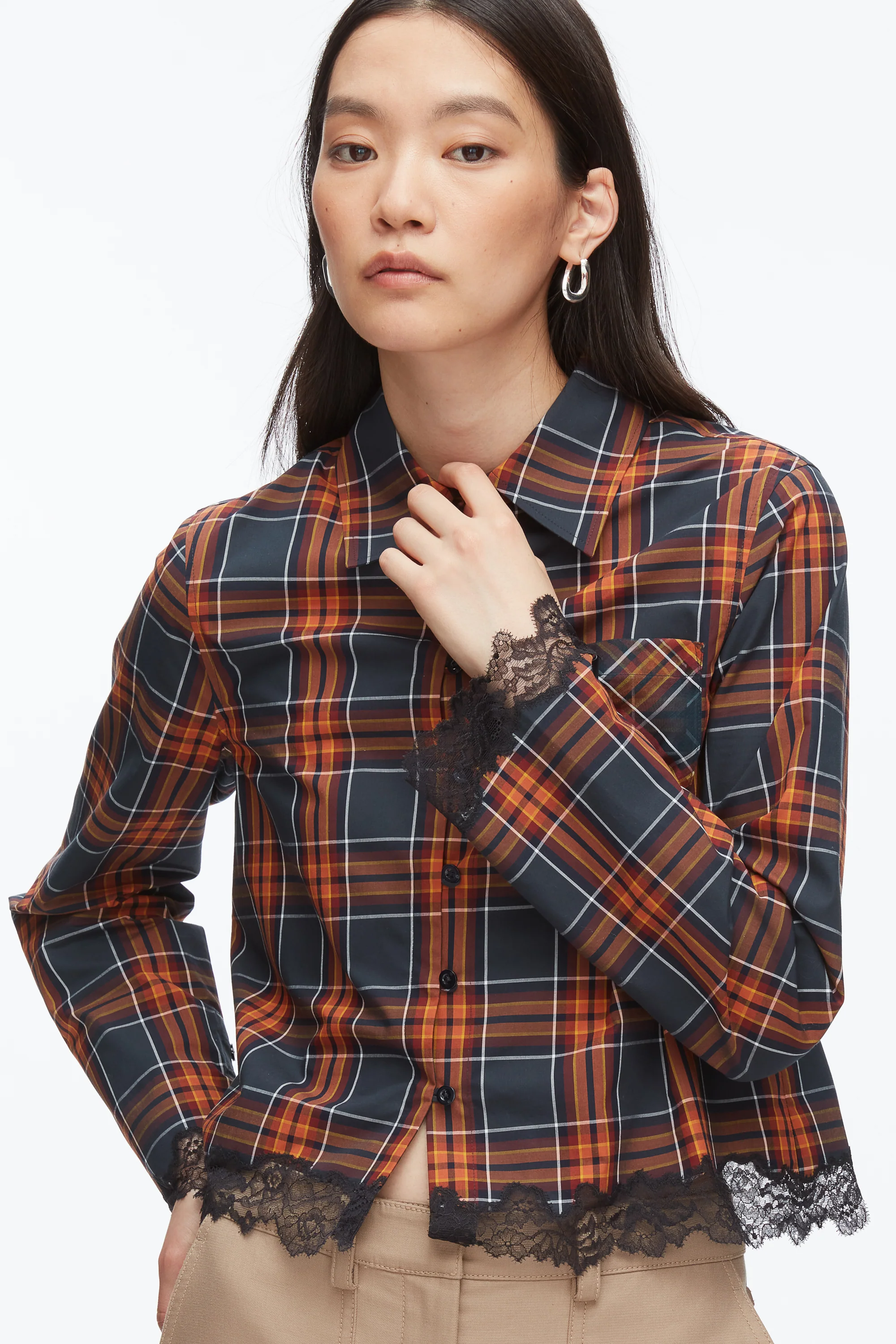 Plaid Mix Cropped Shirt - Image 6