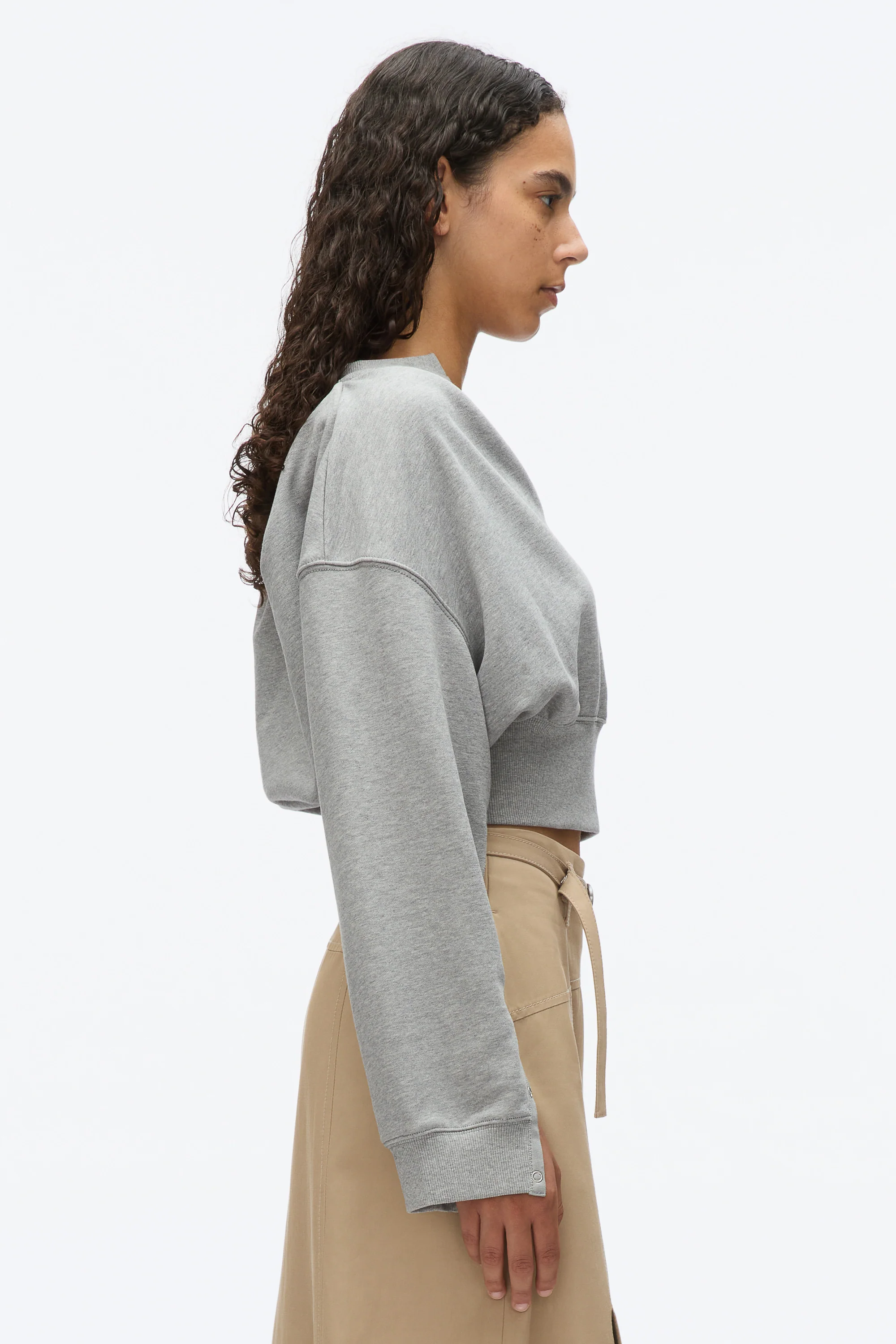 Long Sleeve Cropped Sweatshirt with Snaps - Image 3