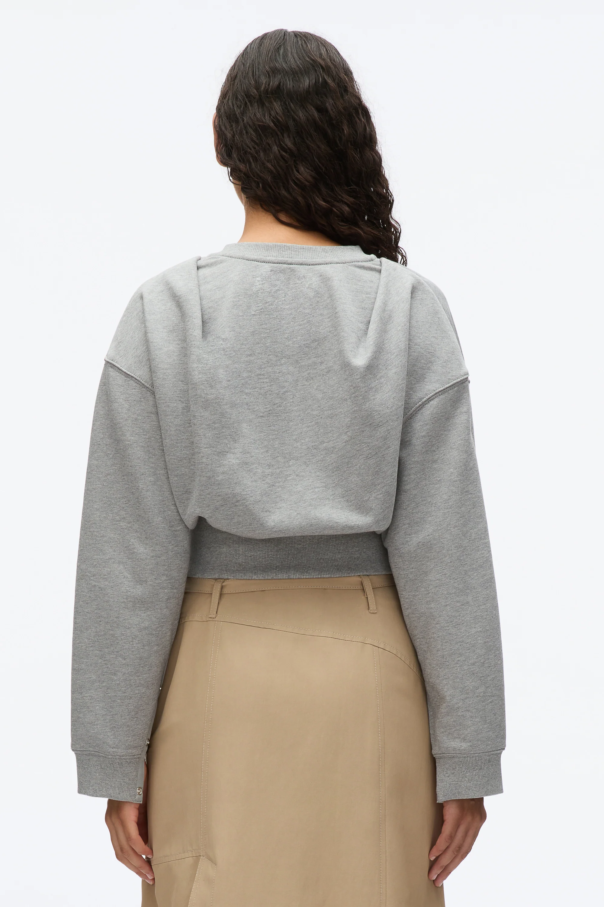 Long Sleeve Cropped Sweatshirt with Snaps - Image 4