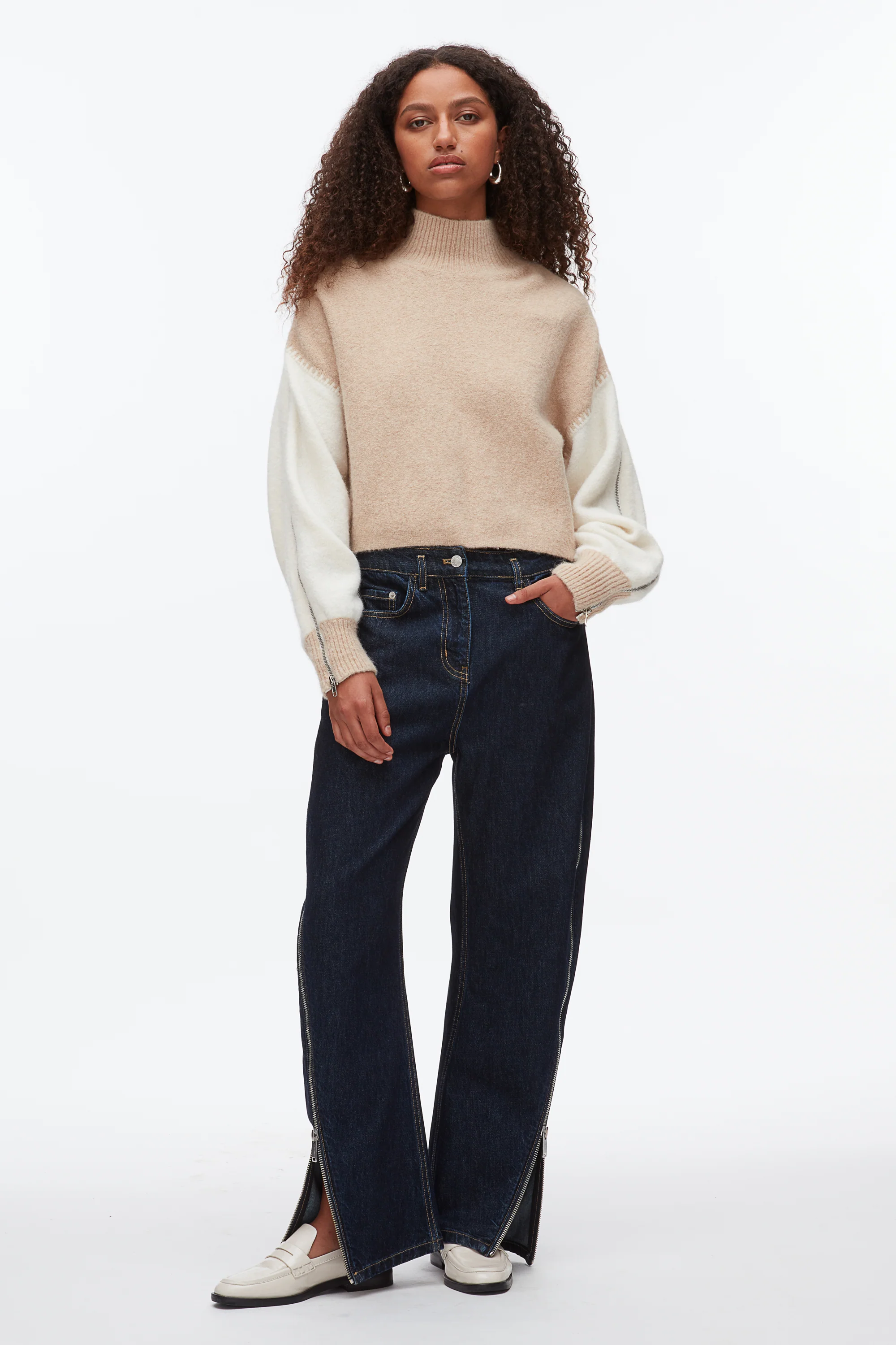 Colorblock Zip Sleeve Turtleneck - Image 2