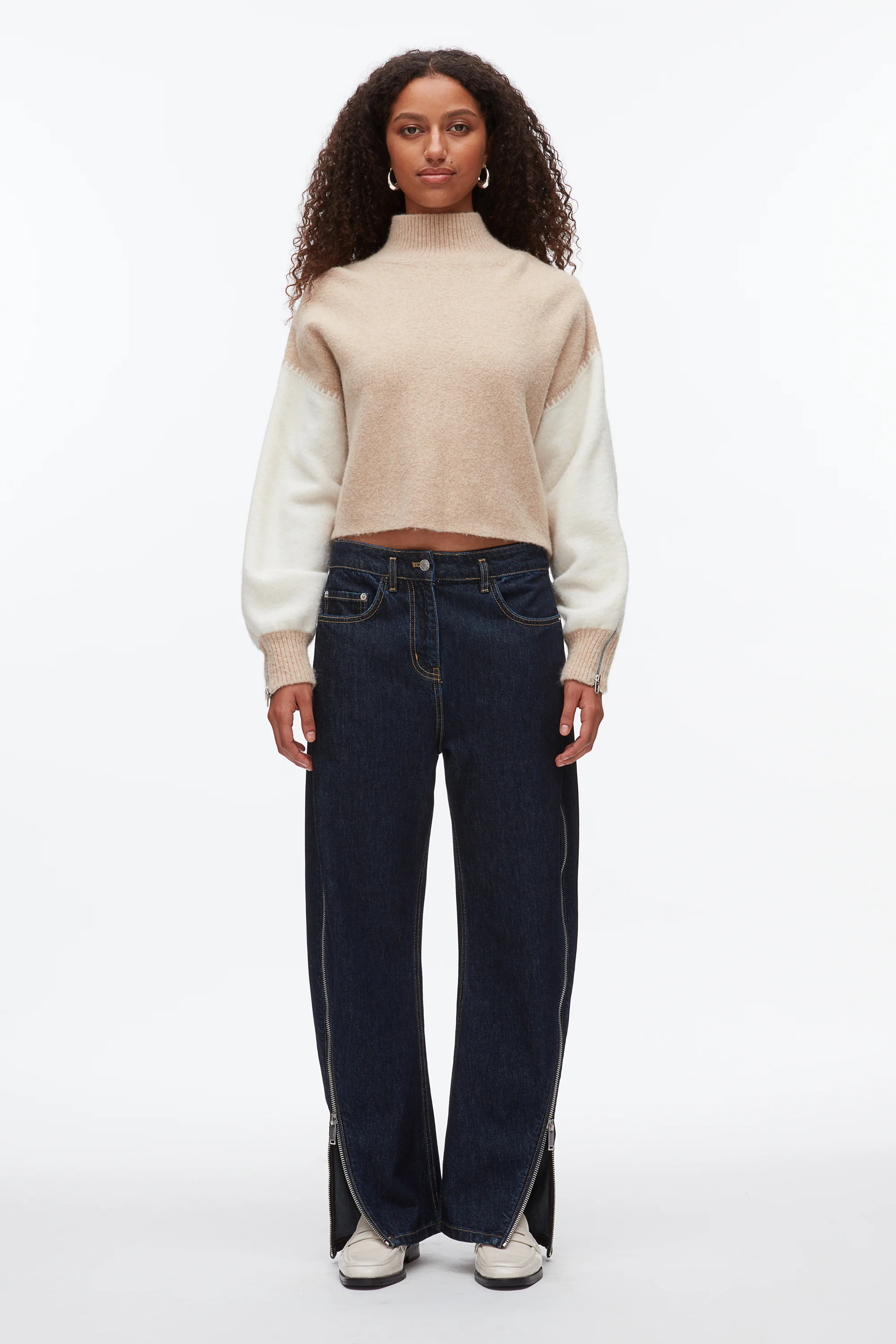 Colorblock Zip Sleeve Turtleneck - Image 3