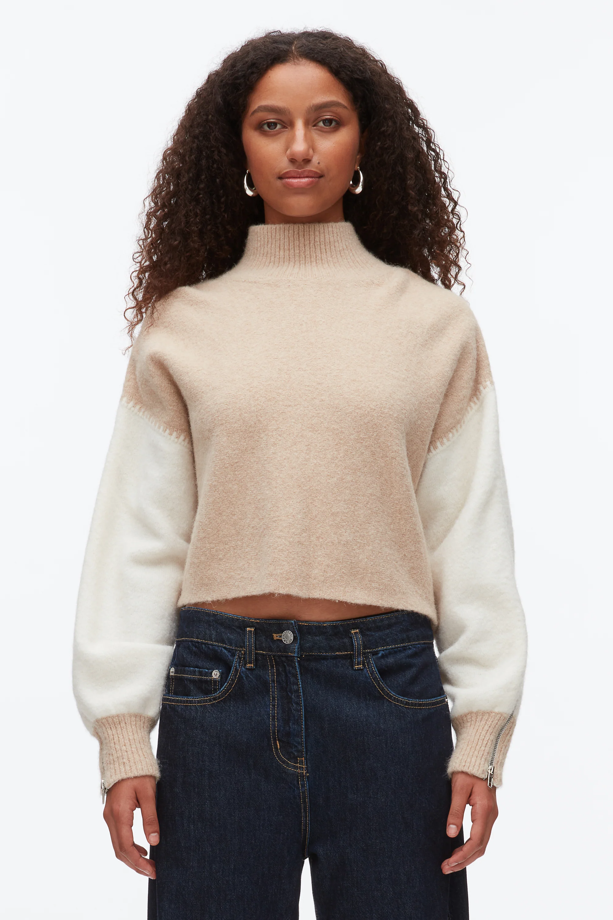 Colorblock Zip Sleeve Turtleneck - Image 4
