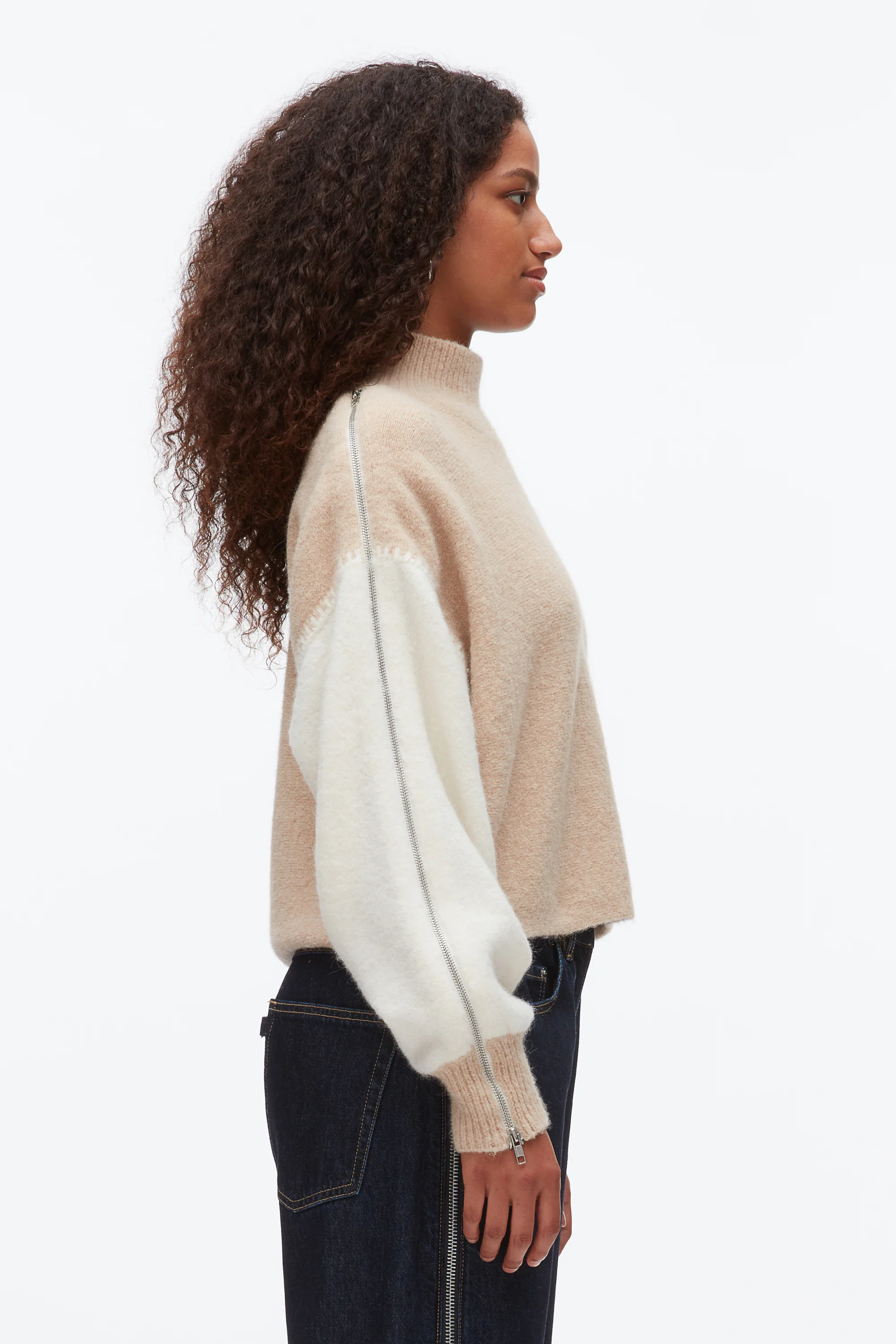 Colorblock Zip Sleeve Turtleneck - Image 5