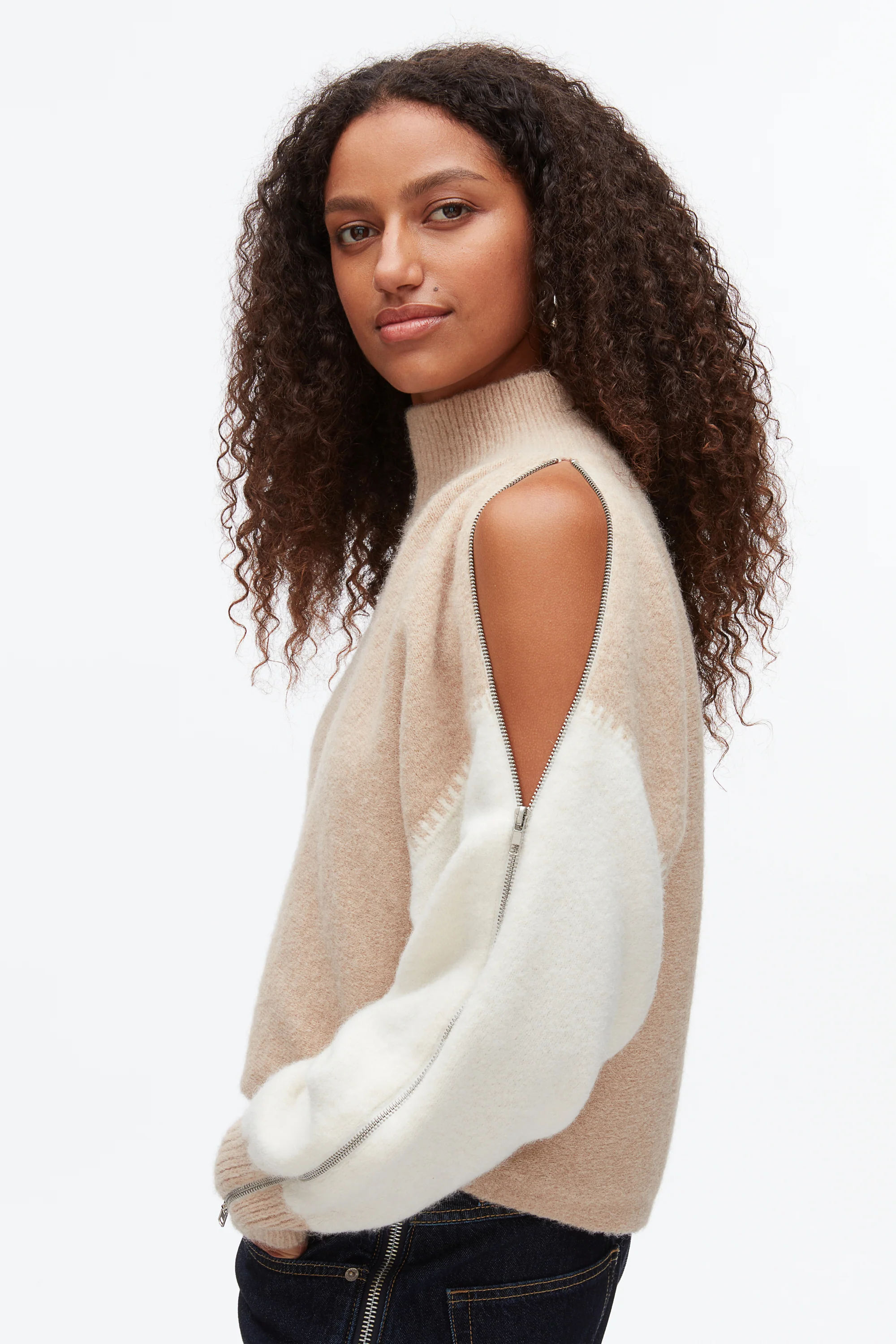Colorblock Zip Sleeve Turtleneck - Image 7