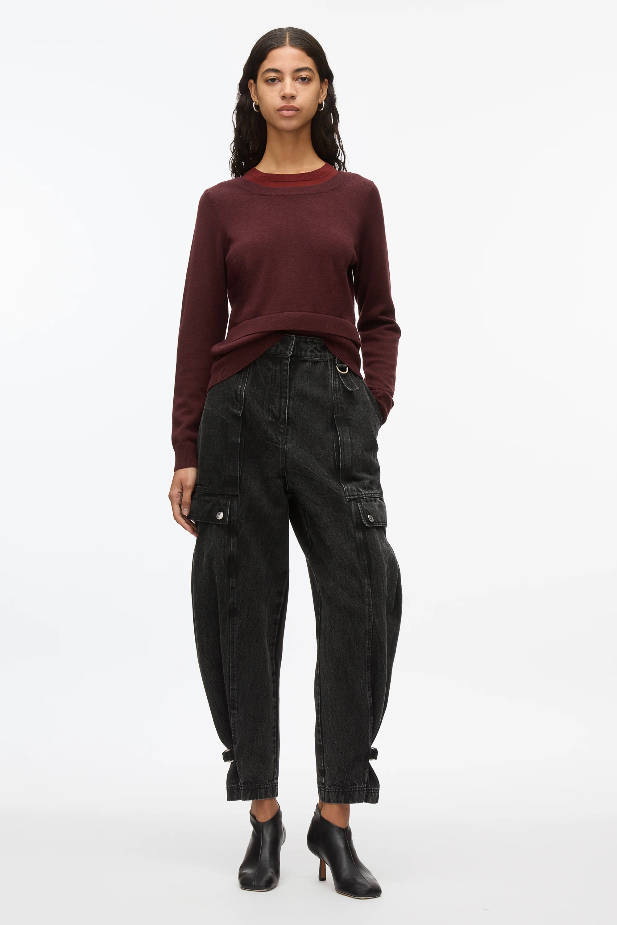 Layered Knit Pullover with Keyhole - Image 2