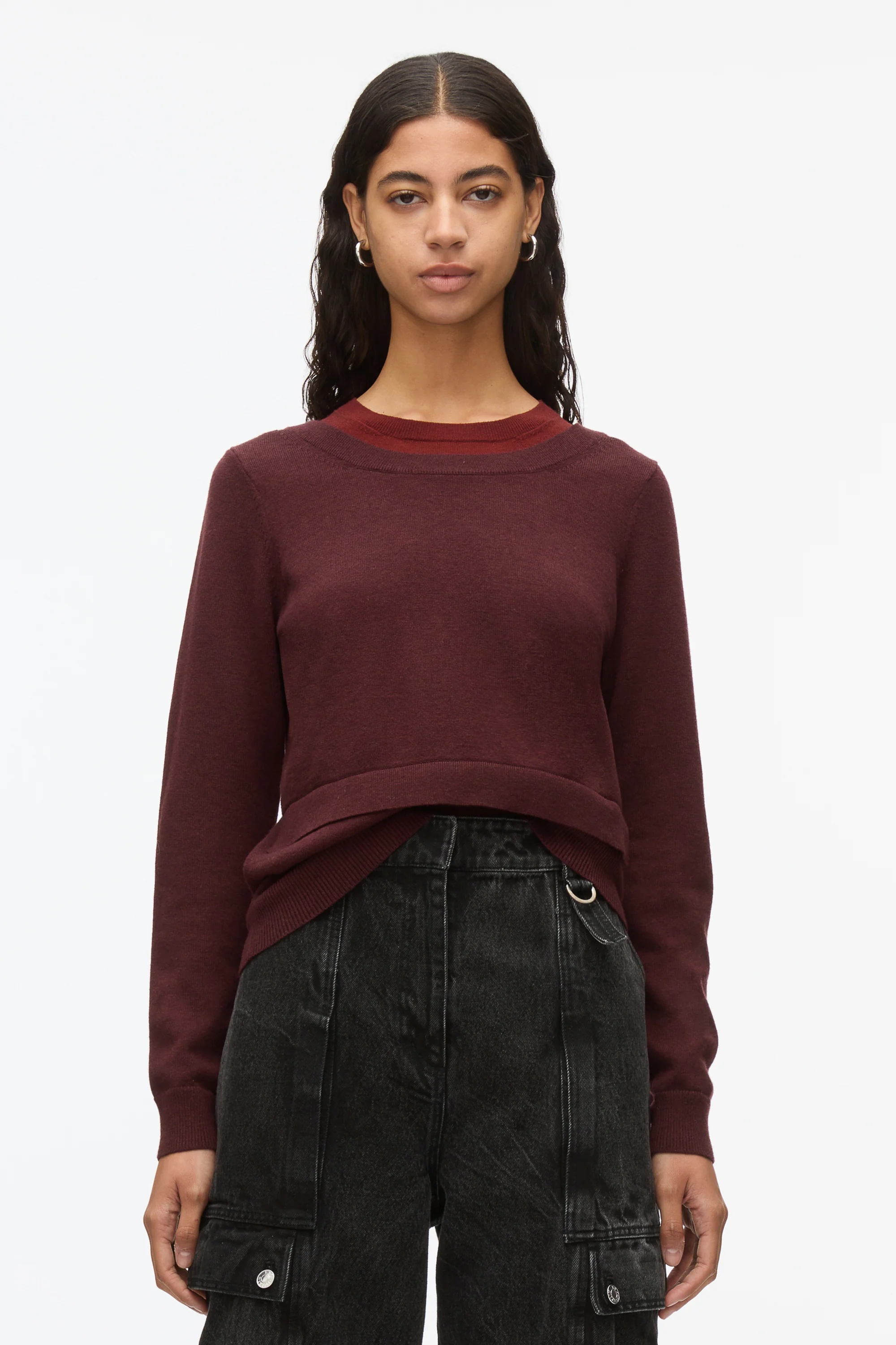 Layered Knit Pullover with Keyhole - Image 3