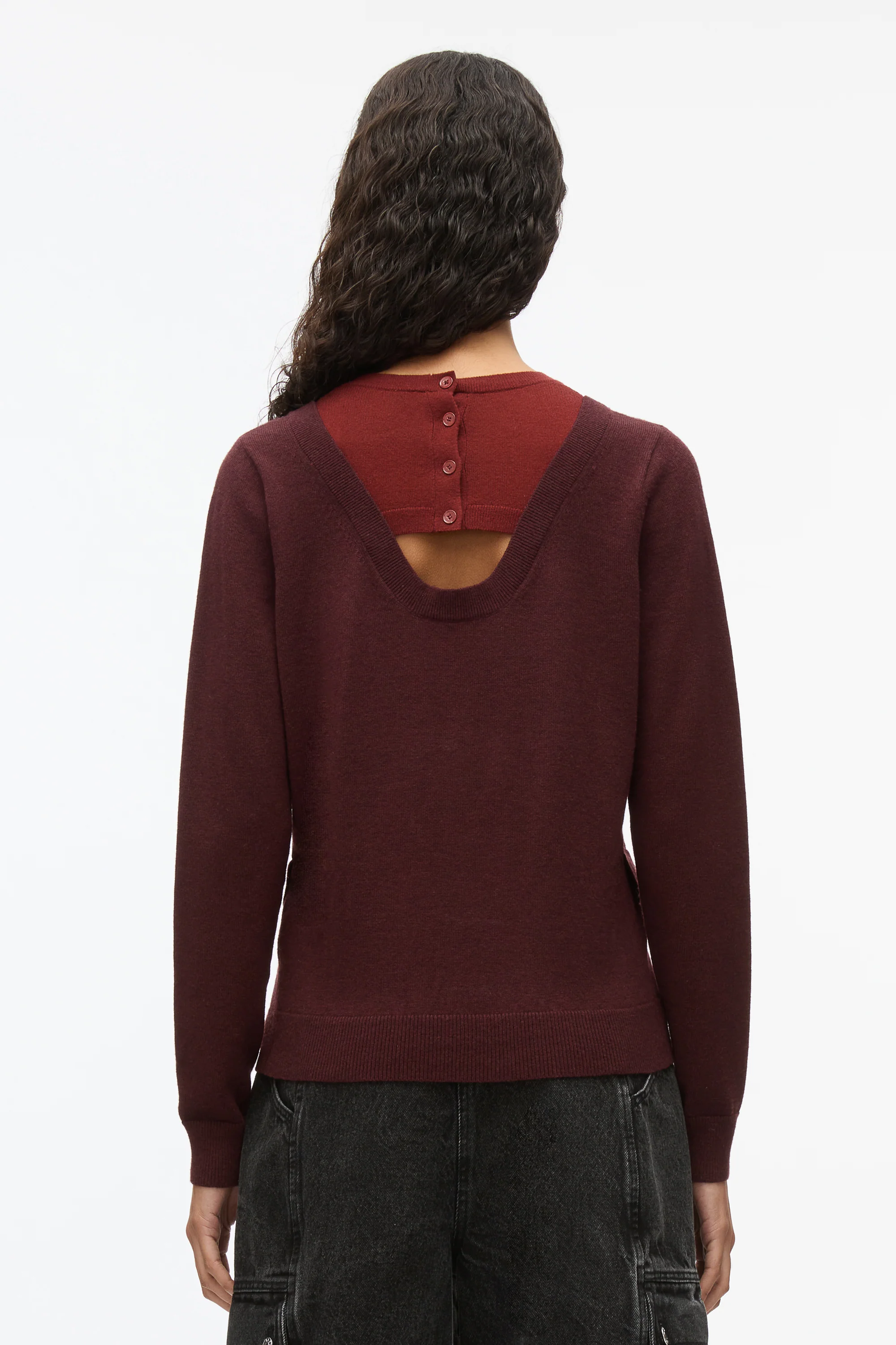 Layered Knit Pullover with Keyhole - Image 4